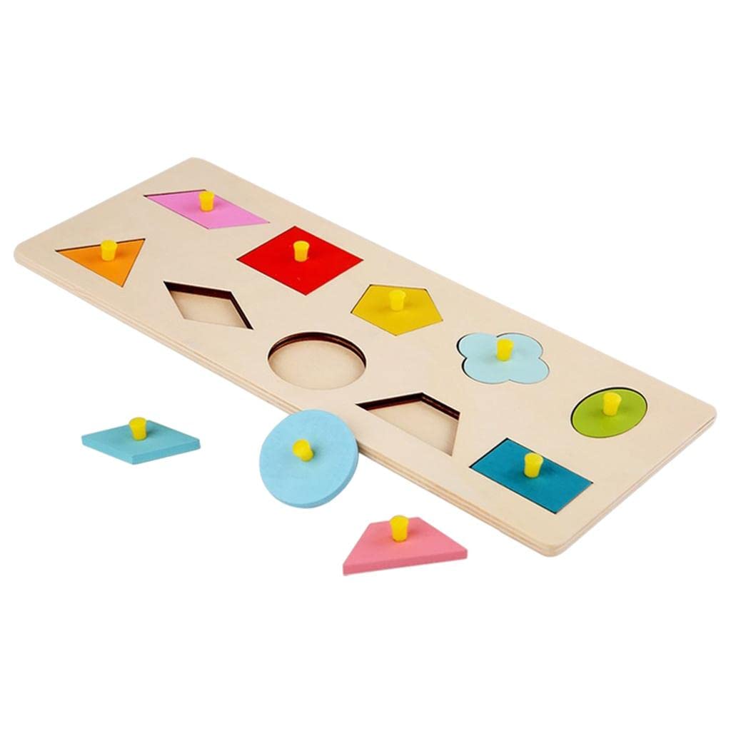 Montessori Wooden Peg Puzzles for Kids - Sensory & Colorful Shapes for Preschool Learning