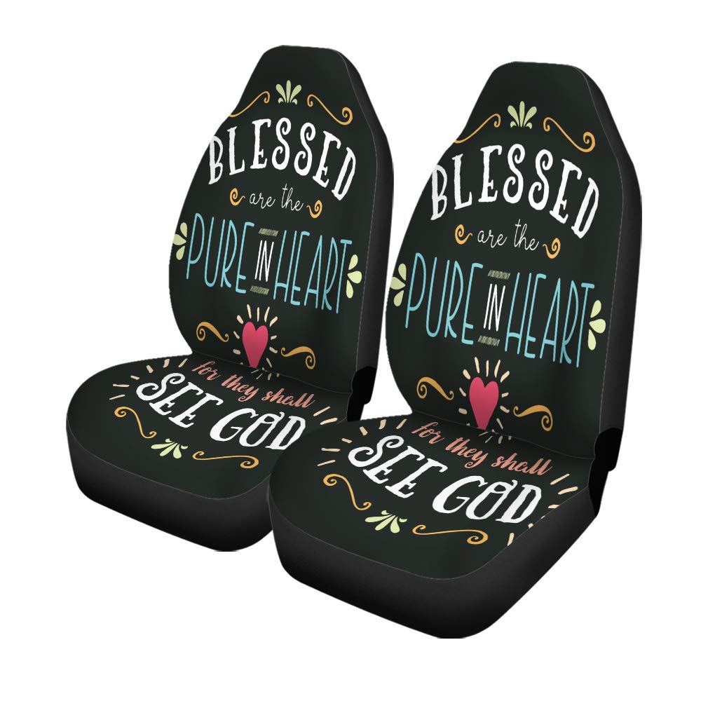 Pinbeam Blessed are The Pure in Heart Car Seat Covers - Set of 2 Universal Fit Auto Accessories Protectors for Car, Truck & SUV - Perfect for Road Trips, Daily Commute & Vehicle Protection