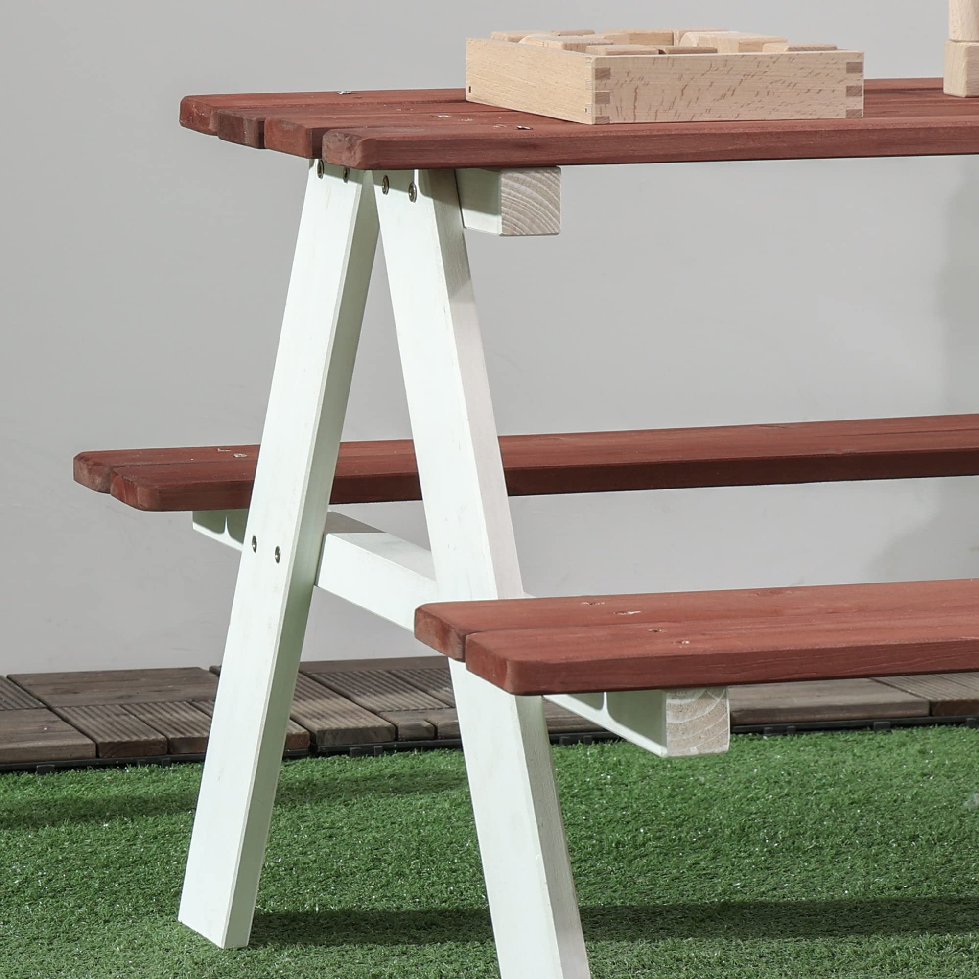 Outsunny Kids Picnic Table Set - Wooden Table & Bench Outdoor Furniture for Children Ages 3-8 - Perfect for Garden, Backyard, Playground & Outdoor Playtime (Brown)