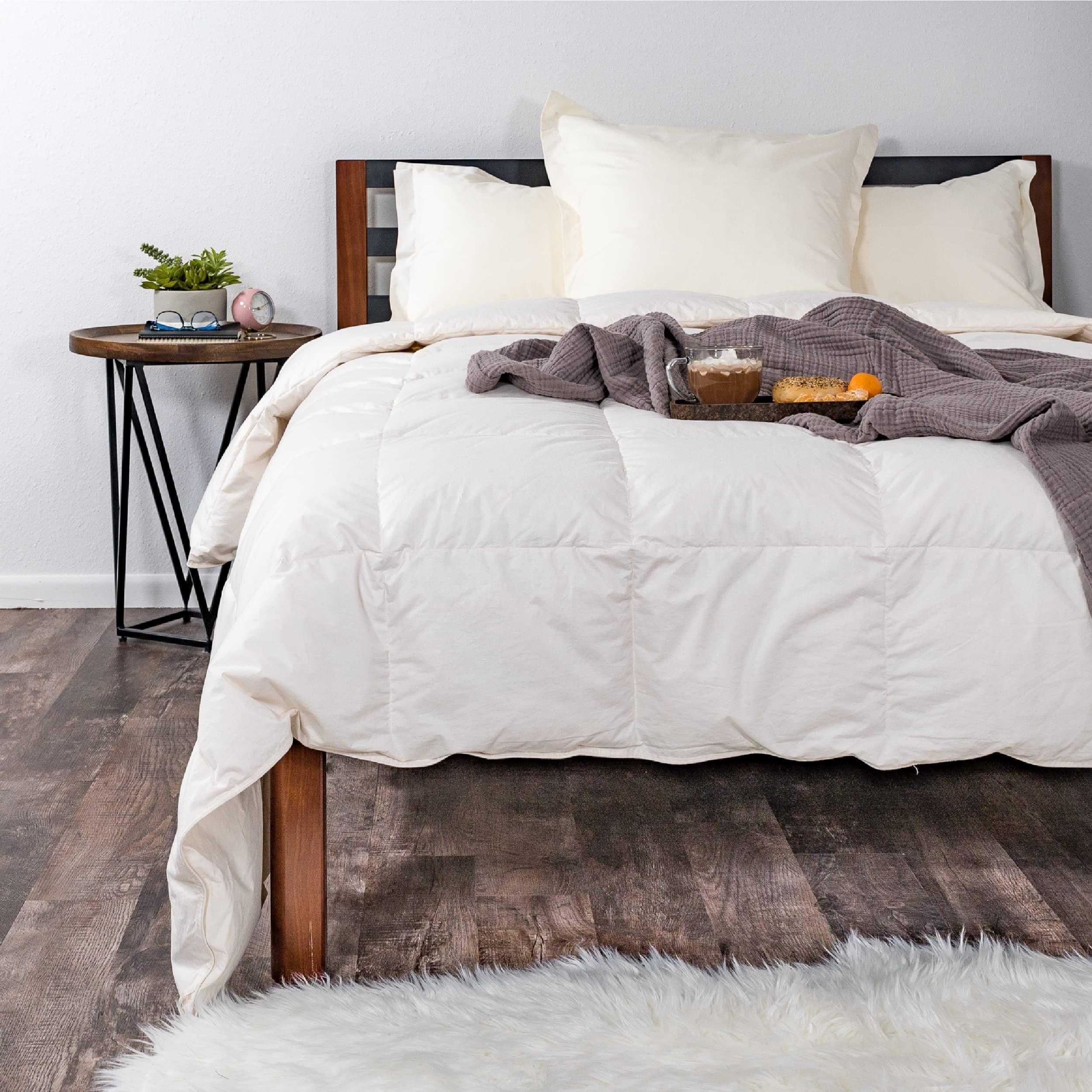 Premium Medium Warmth Down Comforter with Duvet Corner Loops - Twin/Long Twin Size Ivory - Ultra Soft All-Season Bedding for Cozy Sleep & Guest Rooms