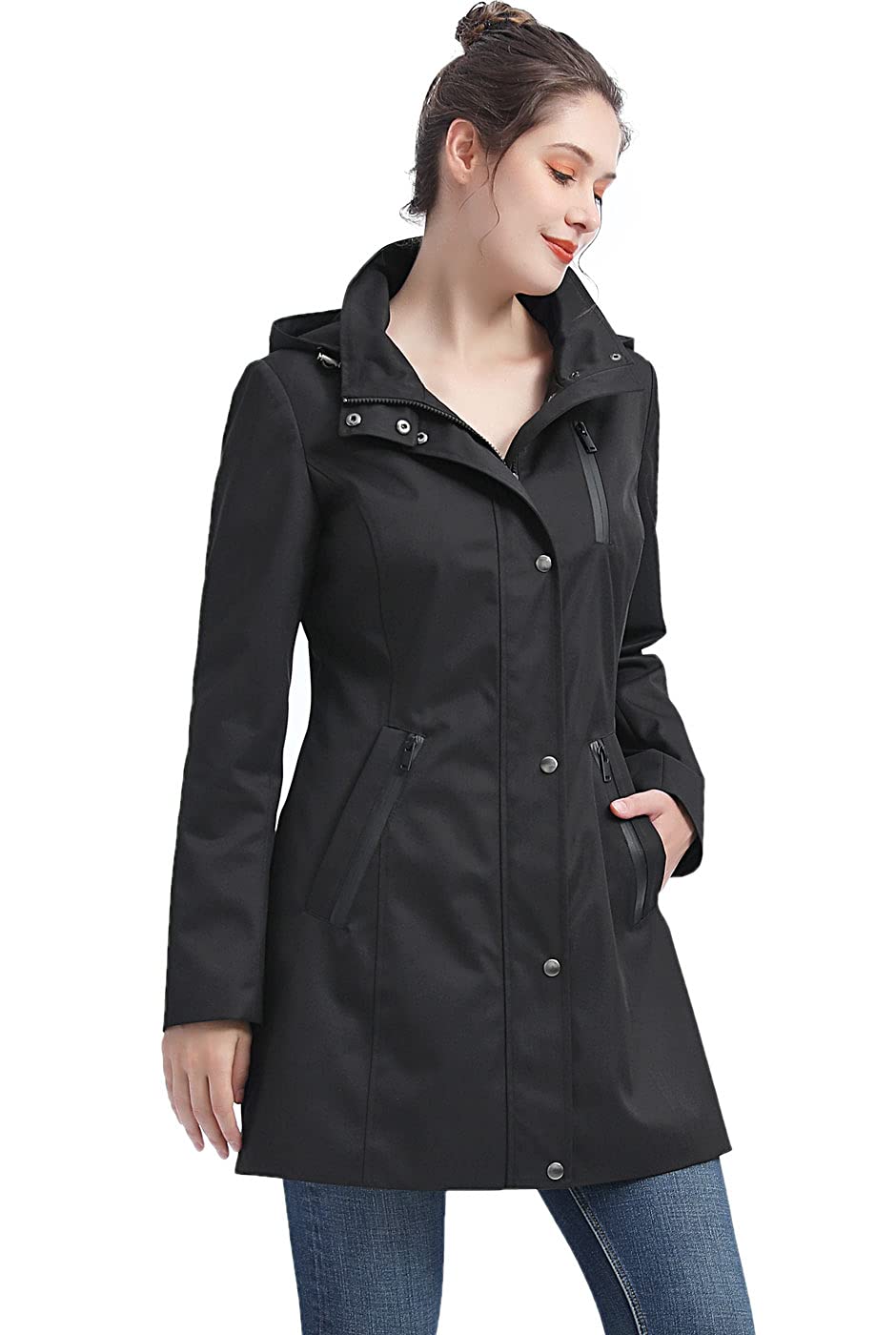 BGSD Women's Easton Waterproof Hooded Anorak Rain Jacket - Lightweight Windproof Outdoor Coat for Hiking, Camping & Travel (Regular & Plus Size)
