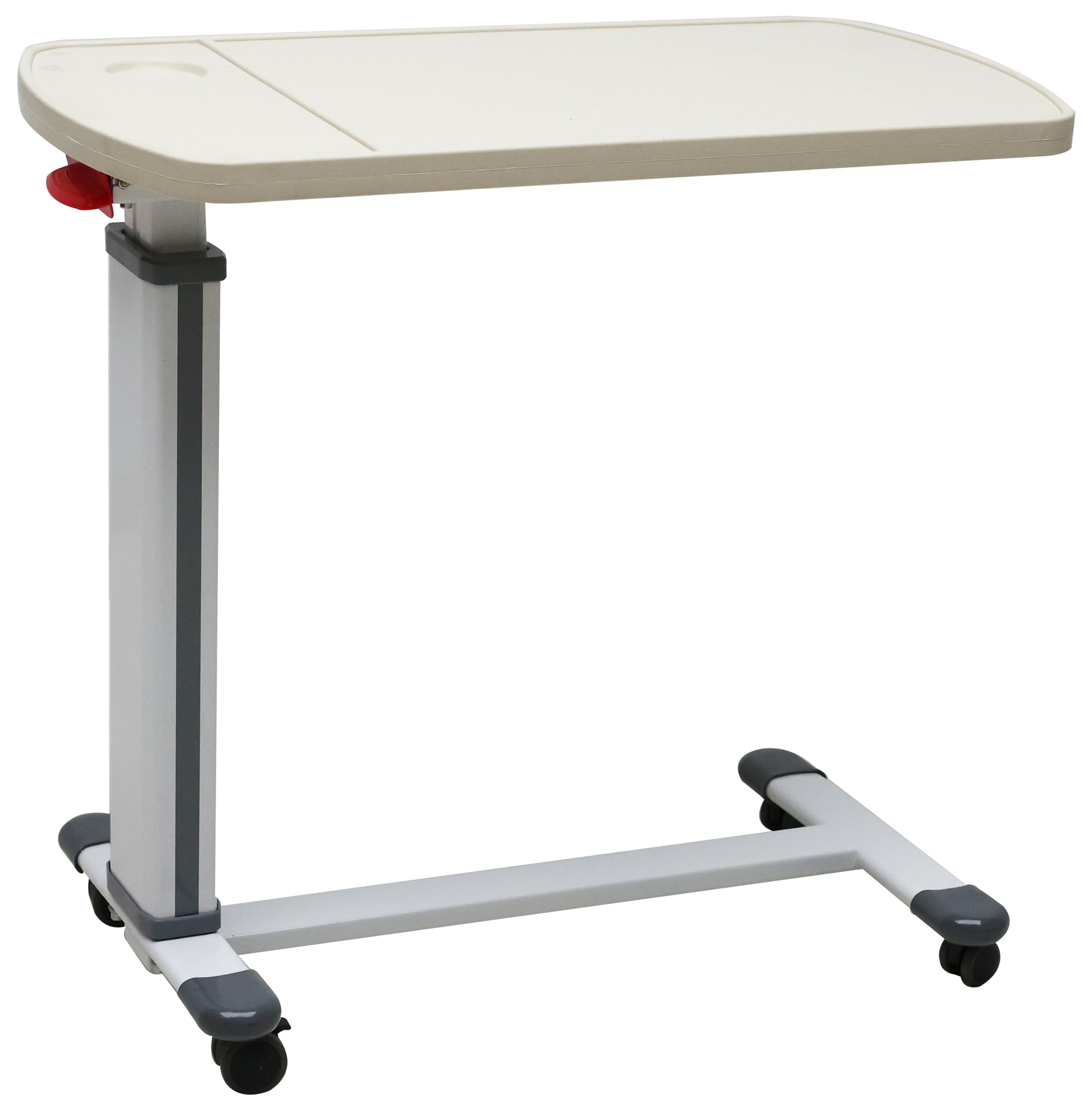 AOI Overbed Table with Wheels - Solid Wood Adjustable Height Mobile Dining Table for Hospital Beds & Home Use - Perfect for Eating, Working, Reading in Bed or Recovery