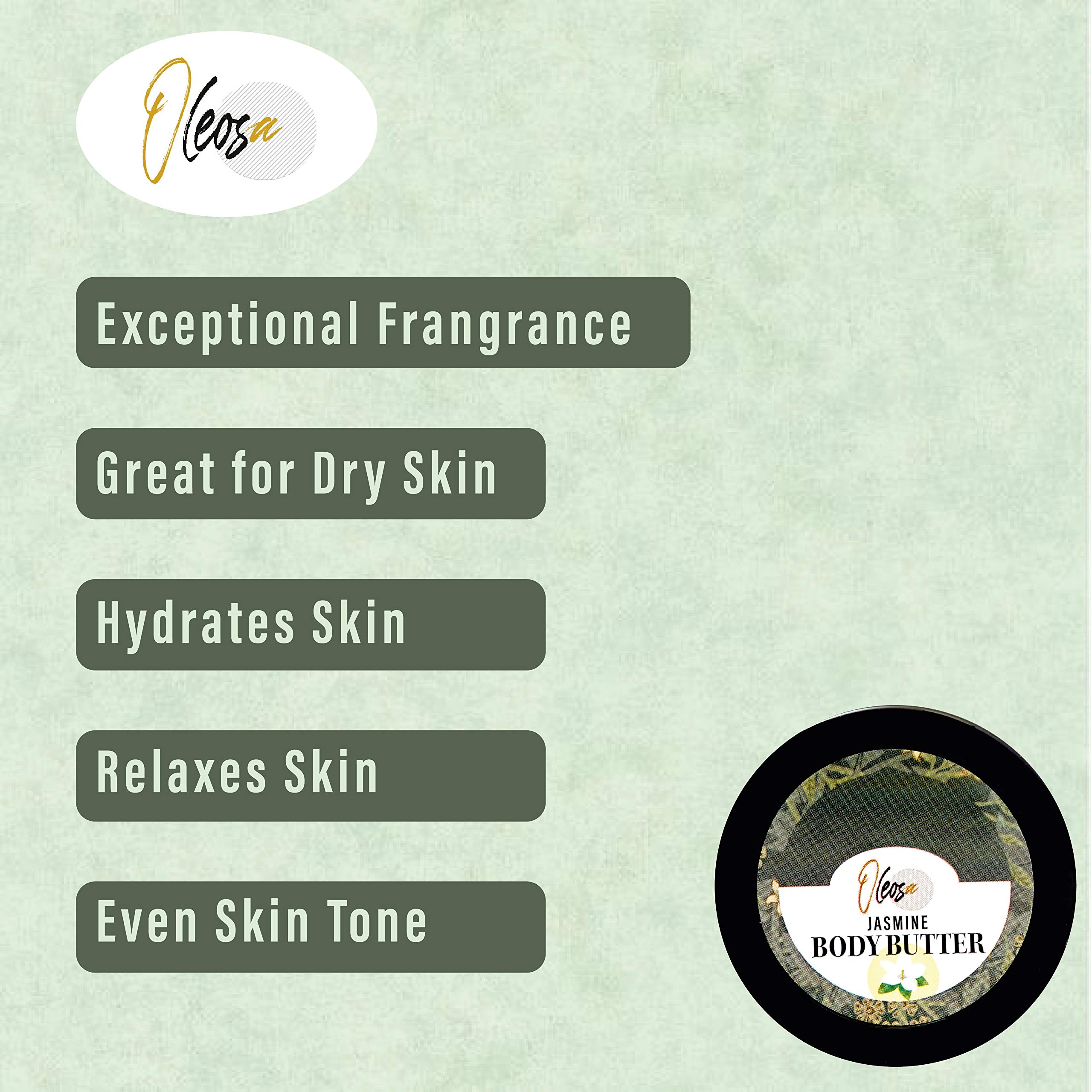 Oleosa Jasmine Body Butter - 50gm | Ultra-Moisturizing & Nourishing for Dry Skin | Perfect for Daily Hydration & Spa Nights