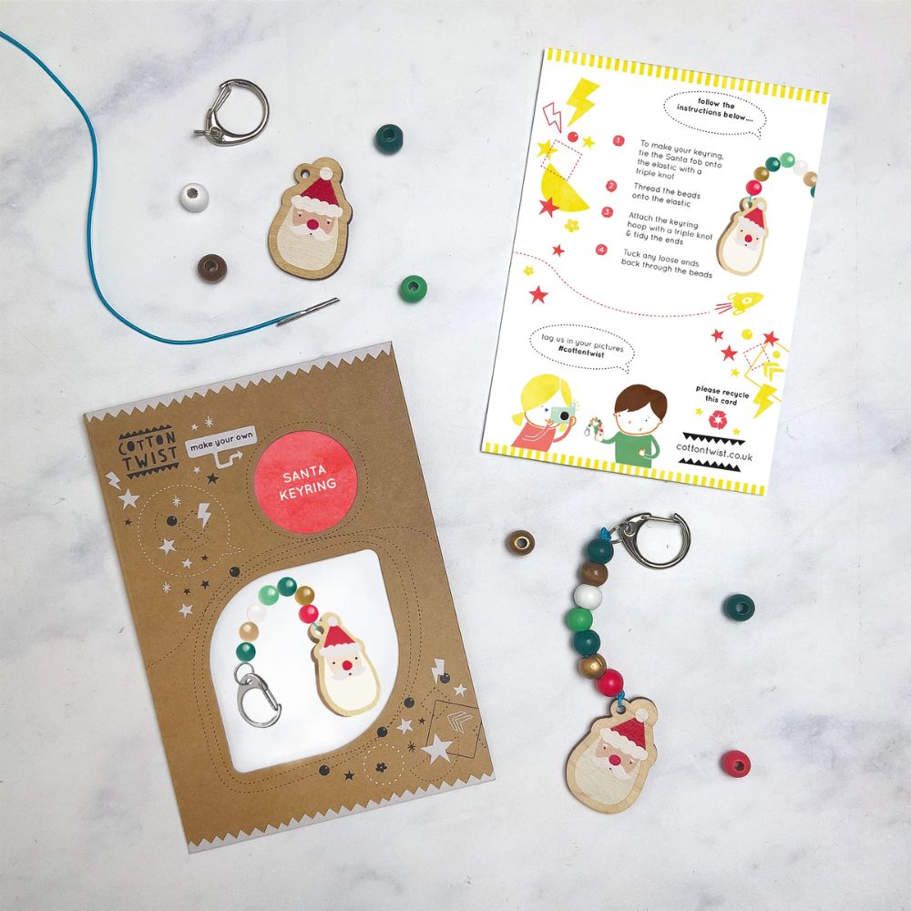 DIY Santa Keychain Kit - Handmade Cotton Twist Christmas Ornament for Holiday Decorations & Gifts - Perfect for Crafting, Tree Decor, and Stocking Stuffers