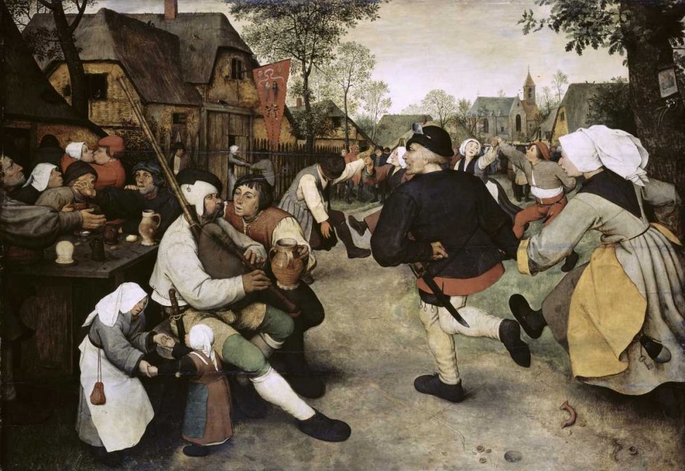Pieter Bruegel the Elder Peasants Dancing Fine Art Print - 28x41 Inch Wall Decor for Living Room, Bedroom & Office - High Quality Paper for Framing & Home Decoration