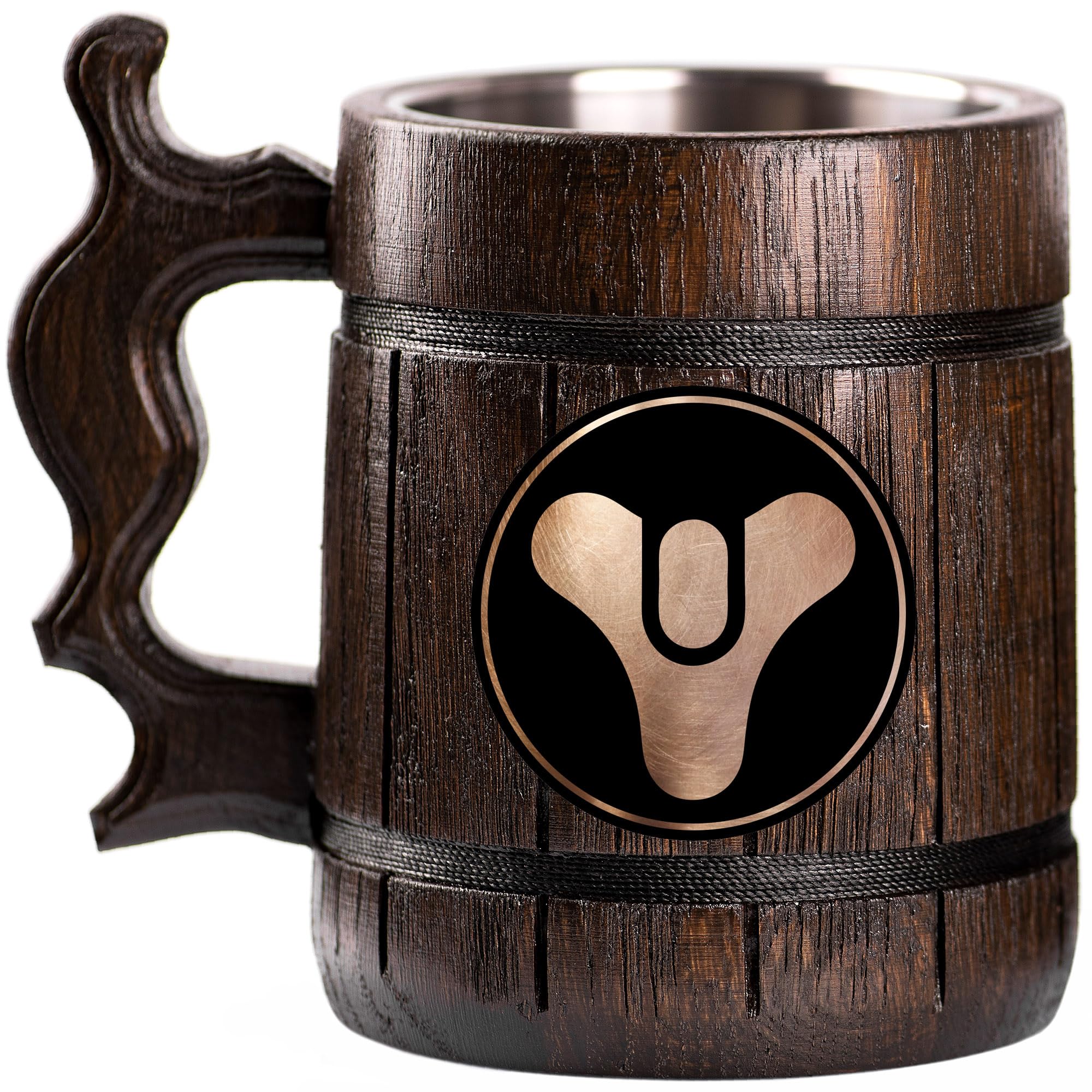 Personalized Tricorn Custom Beer Mug - Engraved Wooden Tankard Stein for Men, Unique Gamer Geek Gift for Anniversary, Birthday, Father's Day & Wedding - Perfect for Home Bars, Man Caves & Game Nights