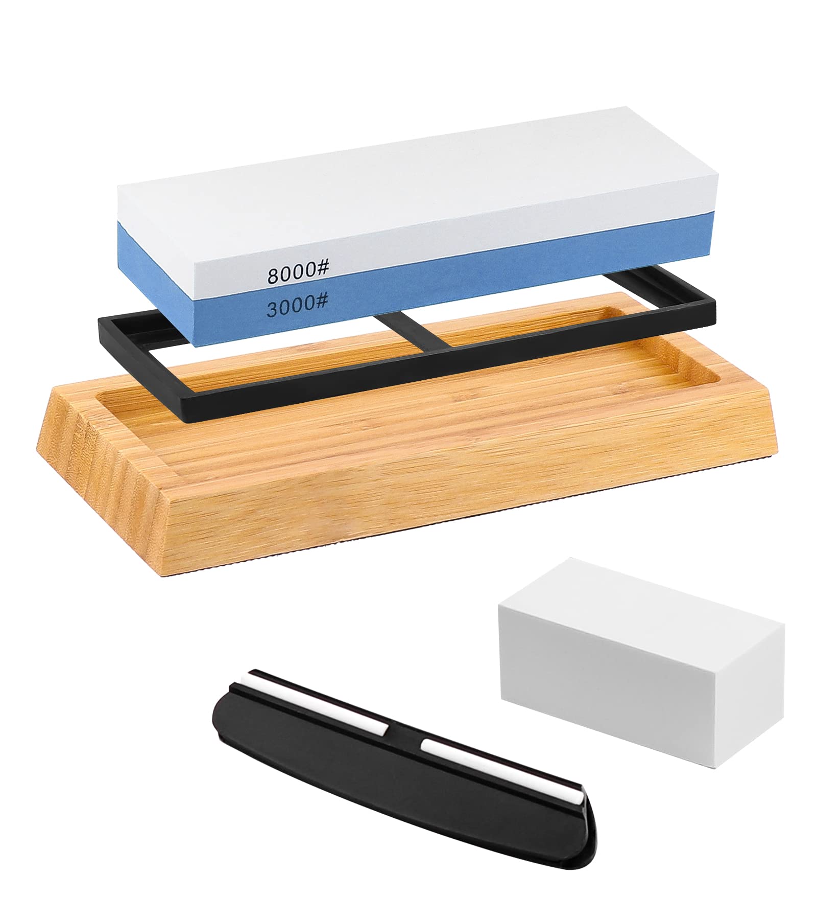 Premium 1000/6000 Grit Sharpening Stone Whetstone Set - Dual Grit Knife Sharpener with Non-Slip Rubber Base for Kitchen, Hunting & Chef Knives - Perfect for Home Cooks & Professional Chefs