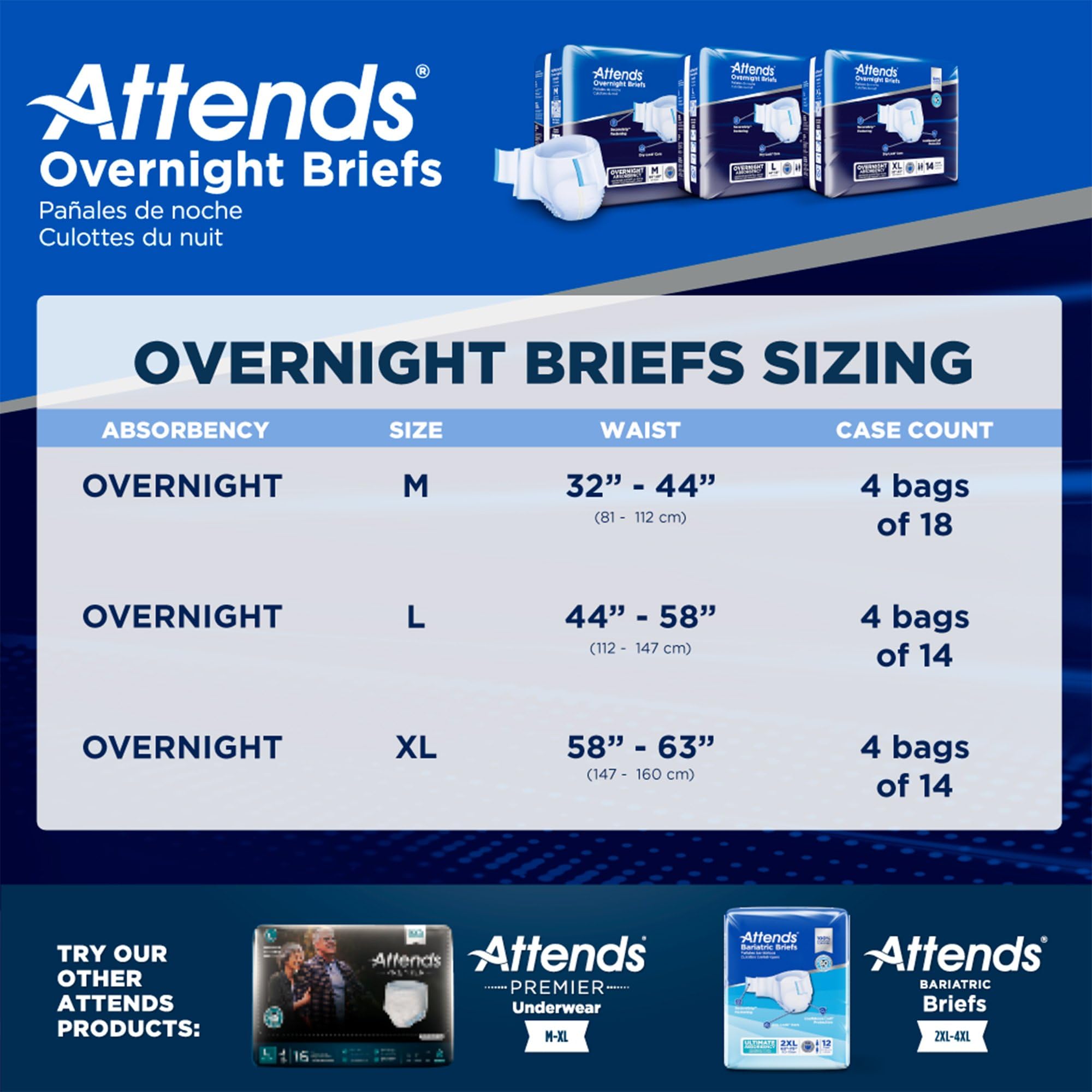 Attends Overnight Disposable Briefs for Adults - Medium (32
