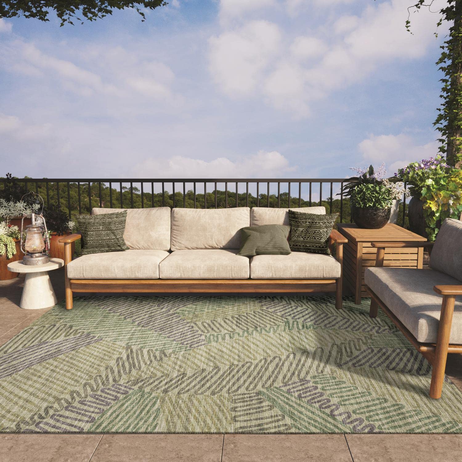 Addison Rugs Yuma AYU41 Green 5' x 7'6
