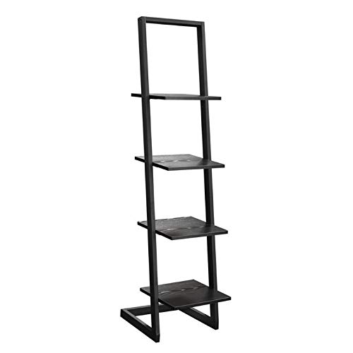 Scranton & Co 4 Shelf Ladder Bookcase in Black - Modern Wooden Bookshelf for Living Room, Bedroom, Office Storage and Display