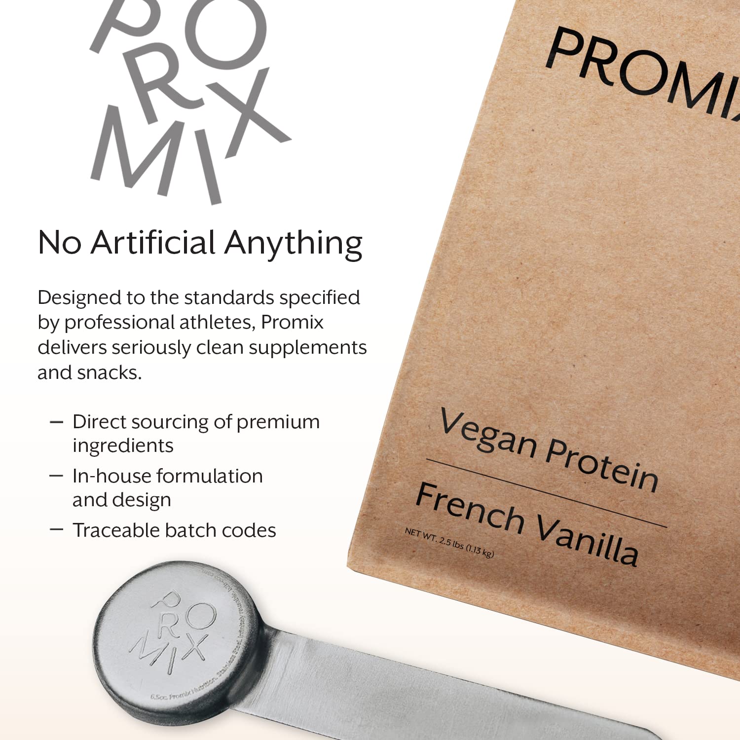 Promix Plant-Based Vegan Protein Powder, Vanilla Flavor - 2.5lb Bulk Pea Protein with Vitamin B12 - Gluten-Free Post Workout Recovery Shake for Fitness, Smoothies, Baking & Cooking - Perfect for Athletes, Gym Lovers & Healthy Lifestyle