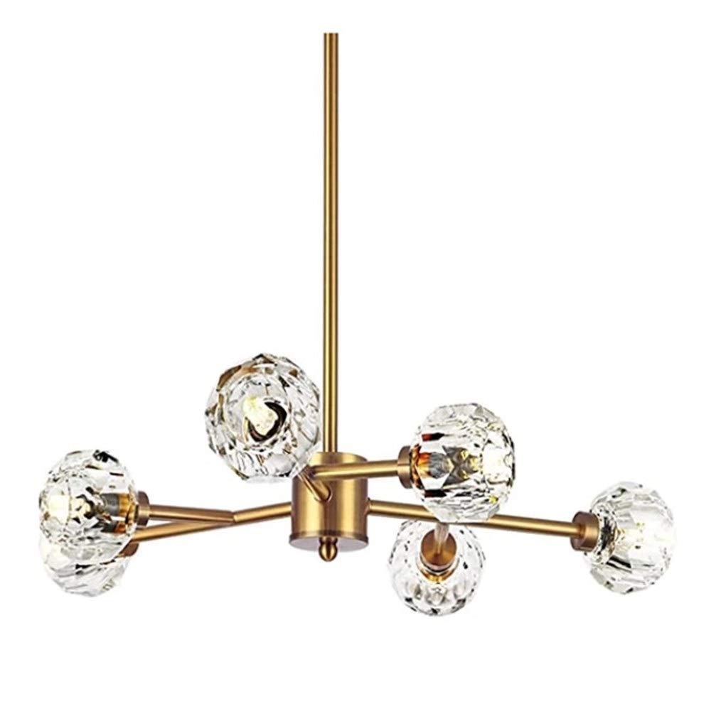 65cm Brass Sputnik Crystal Chandelier - 6-Light Flush Mount Ceiling Fixture with Polished Gold Finish (240W, Cold White) - Perfect for Dining Rooms, Living Rooms & Bedroom Lighting