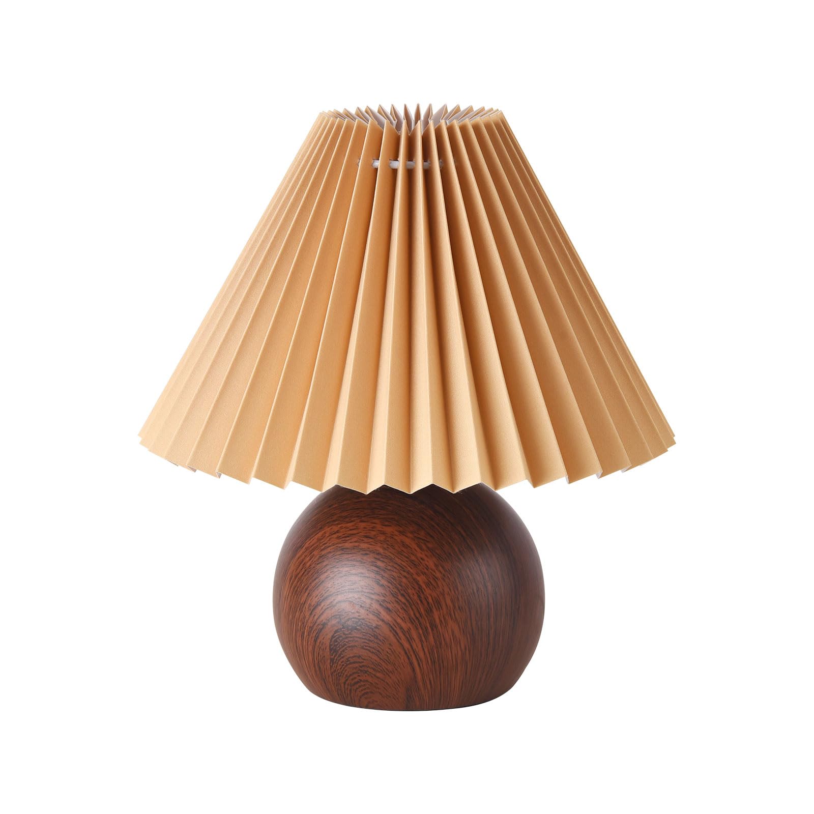 KUNJOULAM Small Pleated Table Lamp - Modern Bedside Nightstand Lamp with Coffee Lampshade, Cute Decorative Lamp for Bedroom, Living Room, Home Office, and Dorm Decor with E12 Bulb, Perfect for Cozy Reading Nooks and Ambient Lighting