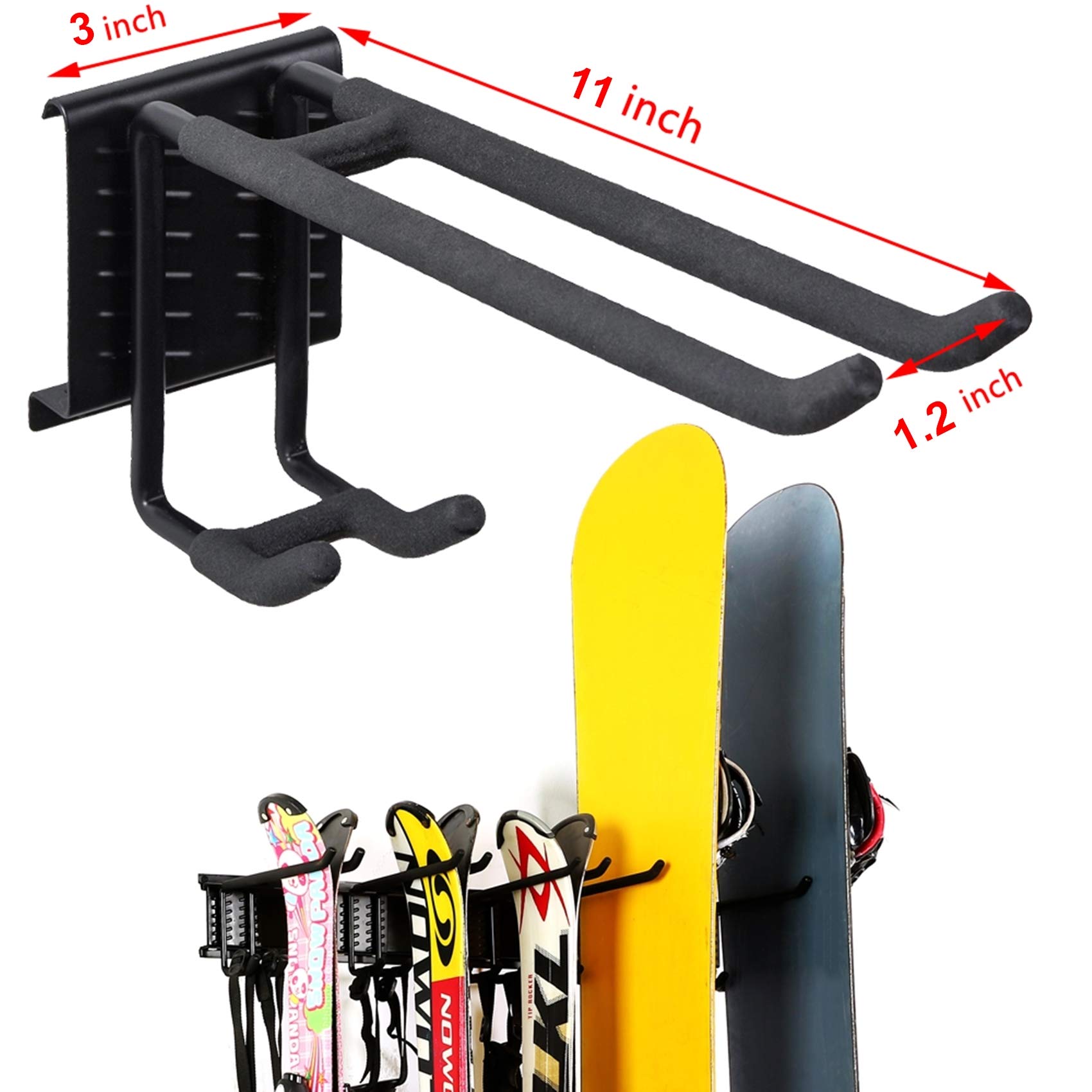 Heavy Duty Ski Wall Rack - 10 Pair Ski Storage System for Garage & Home Organization - 300lb Capacity Snowboard Mount Hanger - Perfect for Shed, Basement & Winter Sports Gear Storage