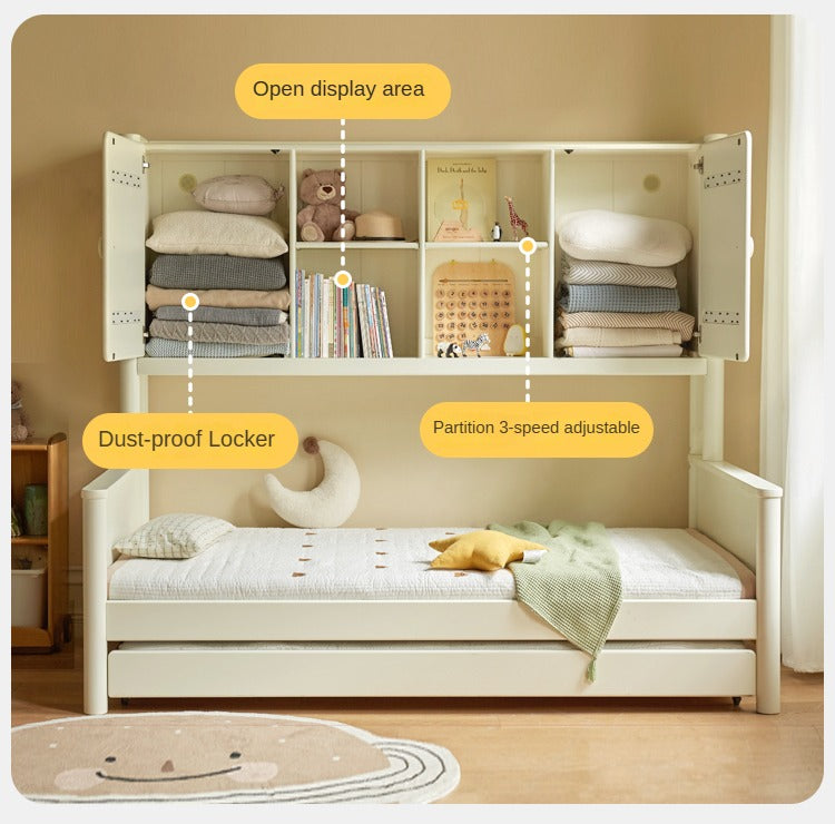 Solid Poplar Wood Kids Storage Bed - White Single Bed Frame with Underbed Drawers for Bedroom Organization & Space Saving