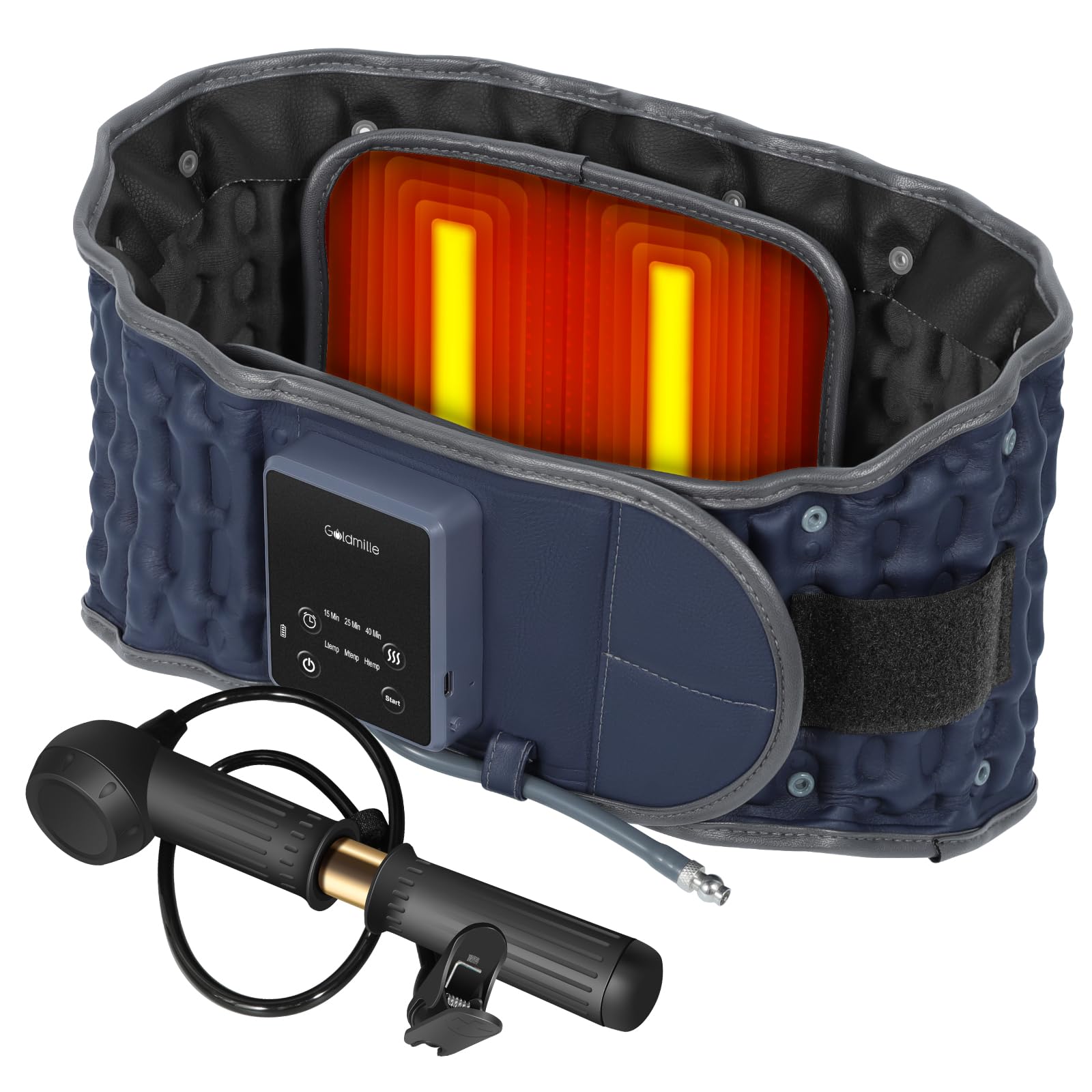 Heated Back Massager Belt for Pain Relief - Rechargeable Lumbar Support with Heating & Vibration Therapy, Adjustable Waist 29-49 inches - Perfect for Office, Home & Travel Use