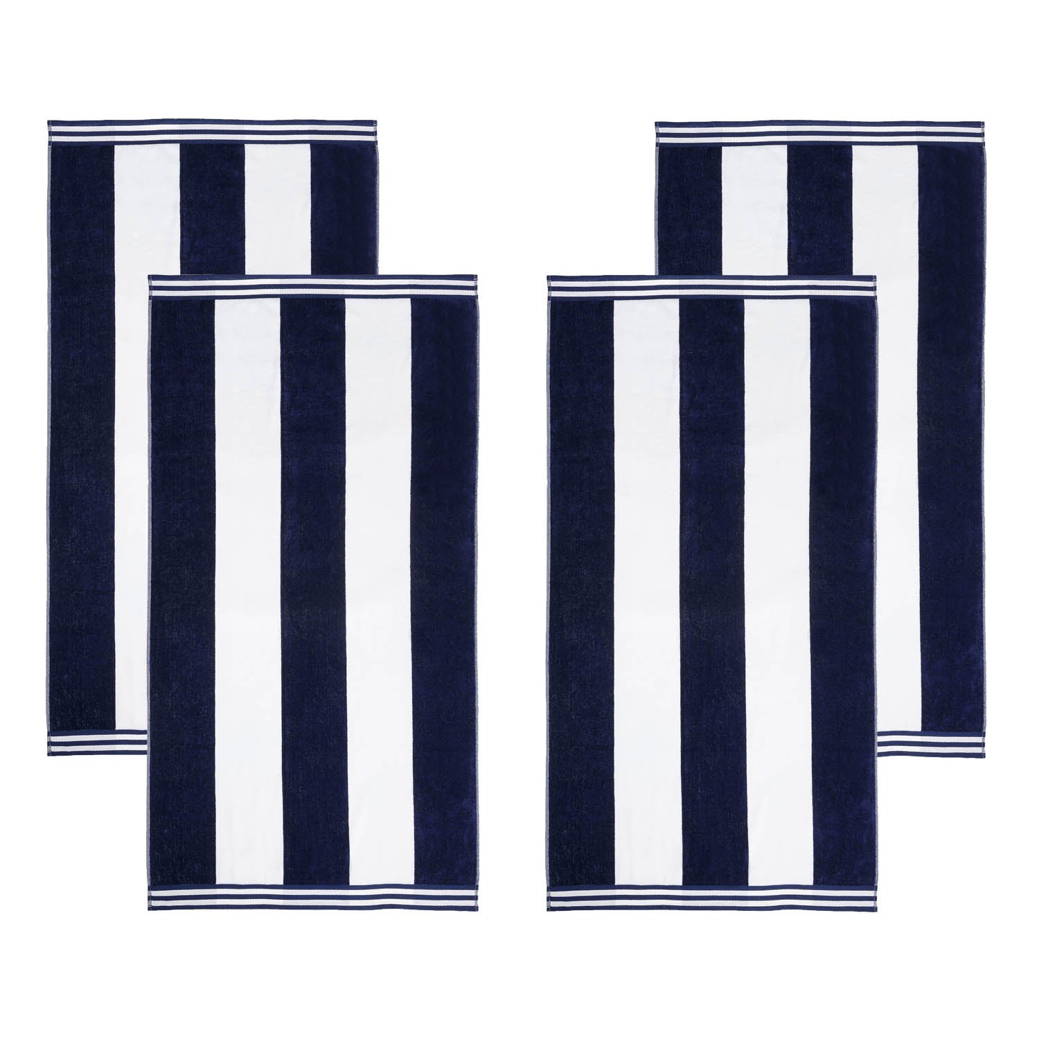 Premium Cabana Stripe Oversized Cotton Beach Towel Set of 2, 4, or 6 - Soft, Absorbent & Quick-Drying for Pool, Beach, Vacation & Spa Use