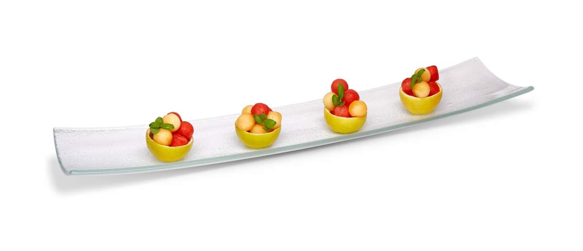 3-Piece Clear Glass Narrow Rectangular Platter Set - Elegant Serving Tray for Appetizers, Desserts & Charcuterie | Perfect for Dinner Parties, Holidays & Entertaining