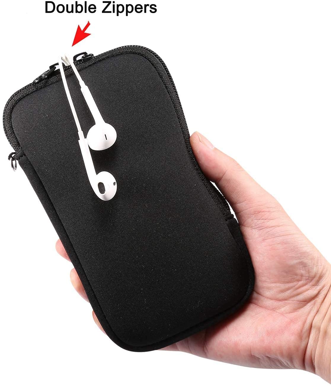 Waterproof Neoprene Phone Pouch Case with Adjustable Neck Lanyard - Compatible with iPhone 15/14/13/12/11/XS/XR, Samsung Galaxy S23/S22/S21/S10/S9/S8, Google Pixel 5/4a - Shockproof & Dustproof Protection for Outdoor Activities, Travel & Gym Workouts (Black, Medium Size)