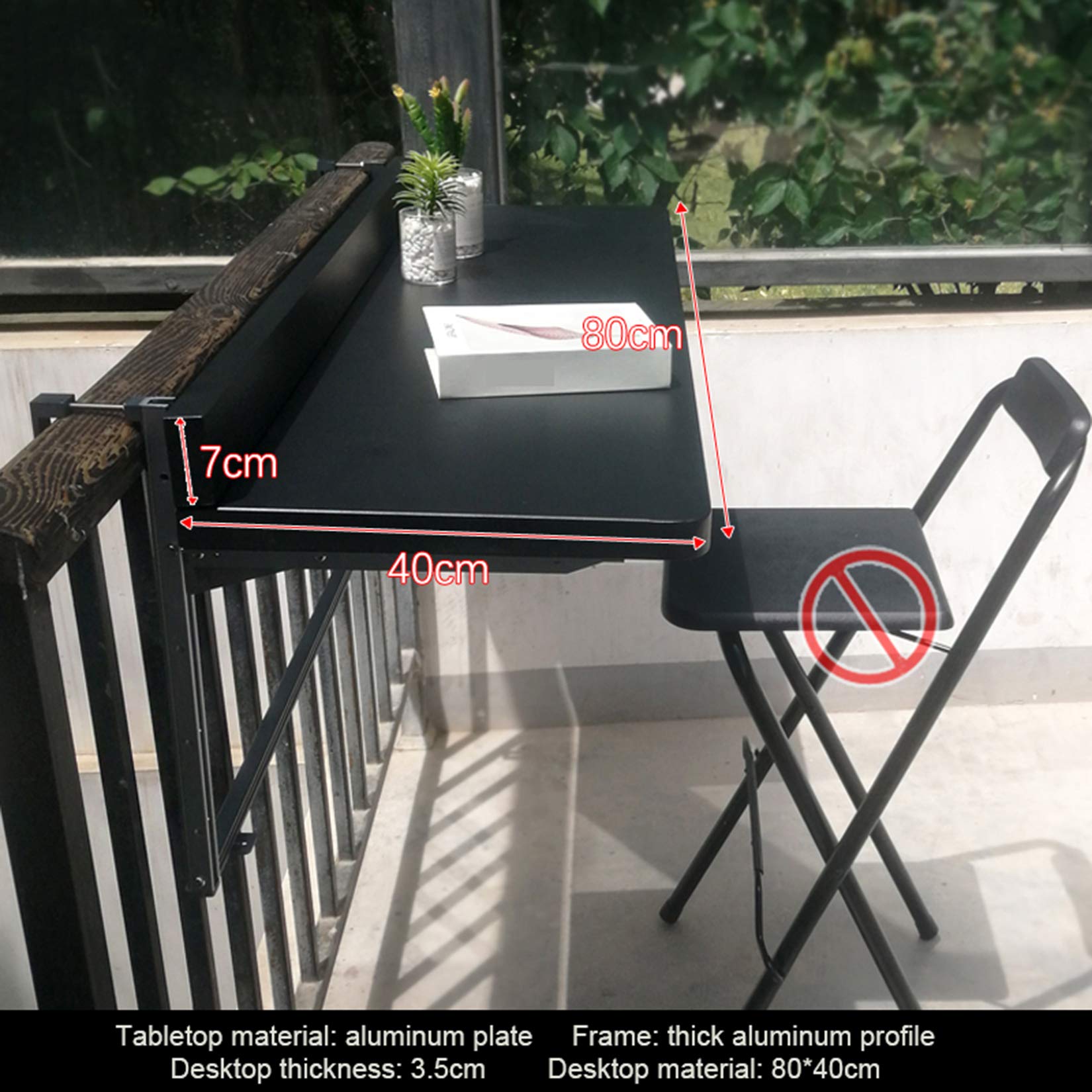 Outdoor Side Tables - Foldable Hanging Balcony Railing Table with Adjustable Height for Deck, Patio & Garden - Perfect for Laptop, Dining & Bar Counter Use