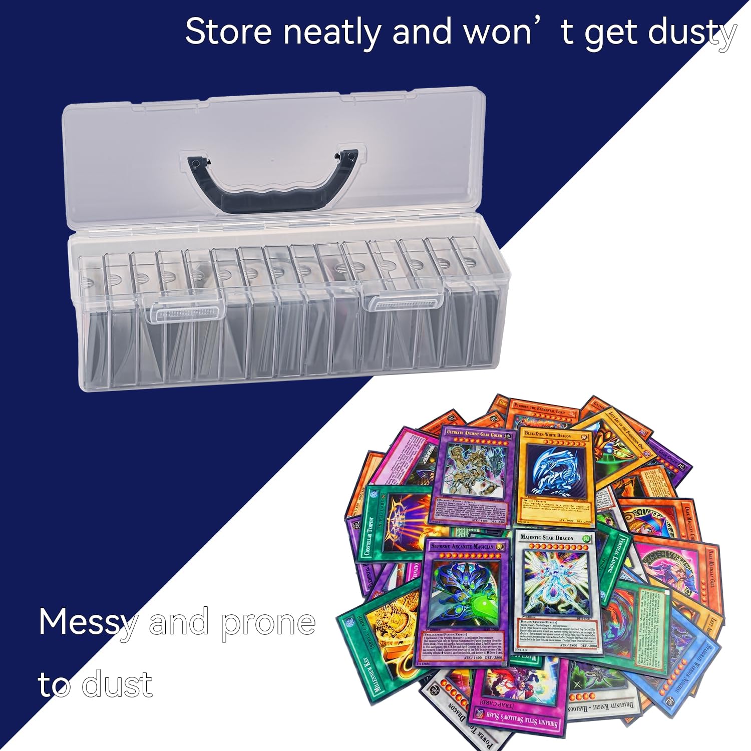 JEPISADI 18-Slot Baseball Card Storage Box - Clear Display Case for TCG, MTG, Magic Commander & Playing Cards - Perfect for Collectors & Card Game Enthusiasts - Ideal for Home, Office & Gaming Tournaments