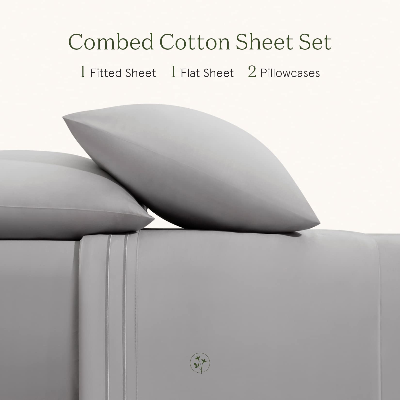 LA JOLIE MUSE 100% Cotton King Size Bed Sheets Set - 300 Thread Count Luxury Cooling Bedding - Ultra Soft Satin Embroidery Deep Pocket Sheets (Fits 15