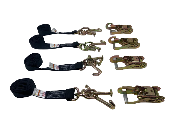 2-Pack 10' RTJ Diamond Weave Ratchet Straps with Snap Hooks - Heavy Duty Tie Down Straps for Trucks, Trailers, Motorcycles & Cargo Securing (4-Pack)