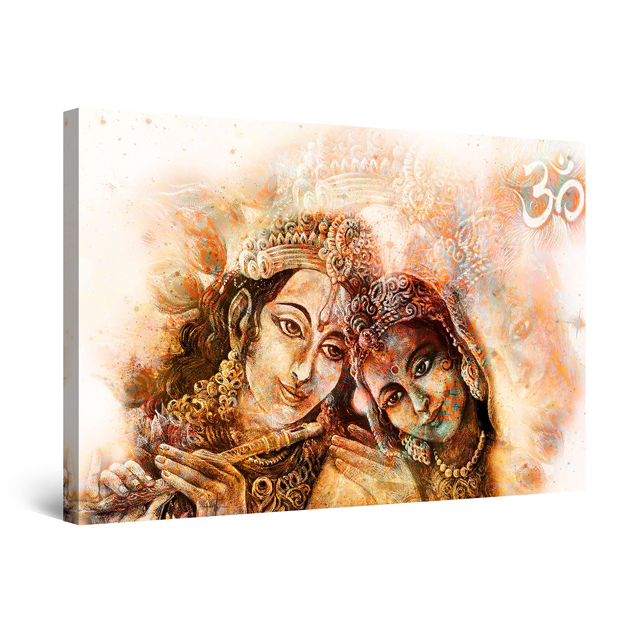 Abstract Indian Music Brown Canvas Wall Art - 32x48 Inch Framed Painting for Living Room, Modern Home Decor - Perfect for Boho, Contemporary & Eclectic Interior Design Styles