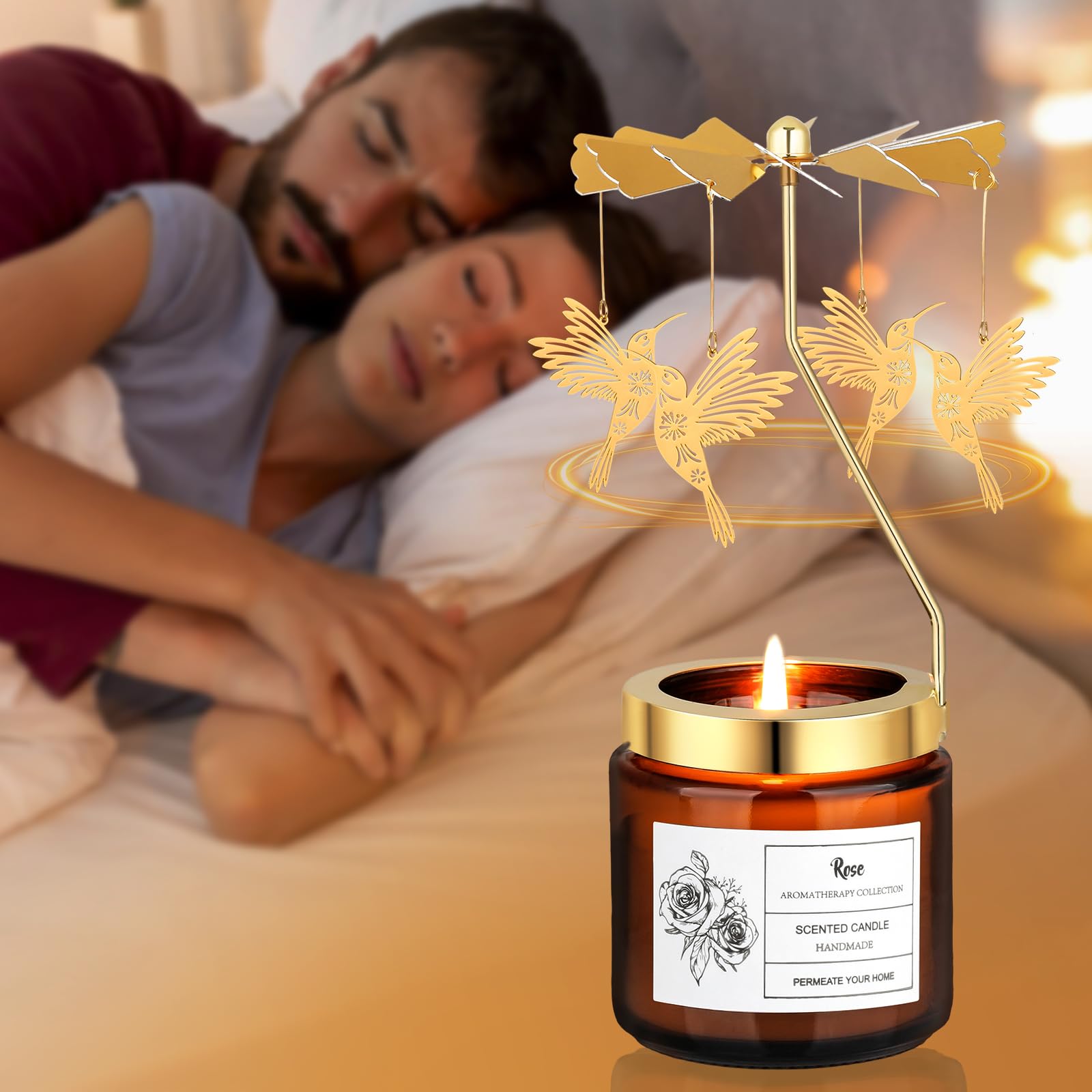 Hummingbird Scented Rotating Candle - Unique Birthday, Valentine's Day & Mother's Day Gift for Women - Romantic Anniversary Present from Daughter, Son or Sister - Perfect for Home Decor, Relaxation & Special Occasions