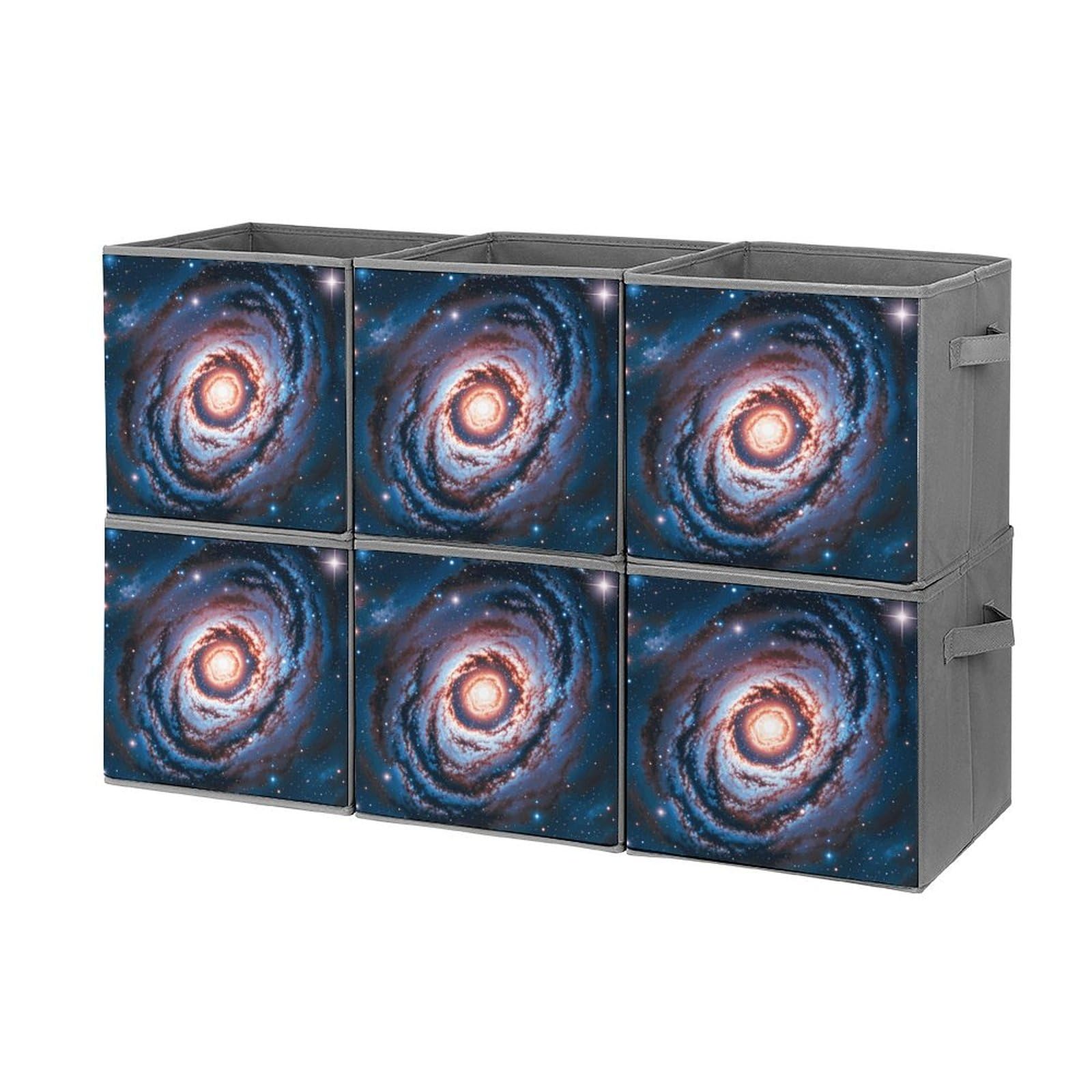 6PCS Collapsible Storage Bins - Galaxy Printed Organizers for Home & Office