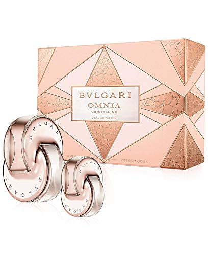 Bvlgari Omnia Crystalline for Women - 2 Piece Eau De Toilette Set (2.2 Oz + 15 Ml Mini Spray) | Floral Fragrance Gift Set for Her | Perfect for Daily Wear, Special Occasions & Travel