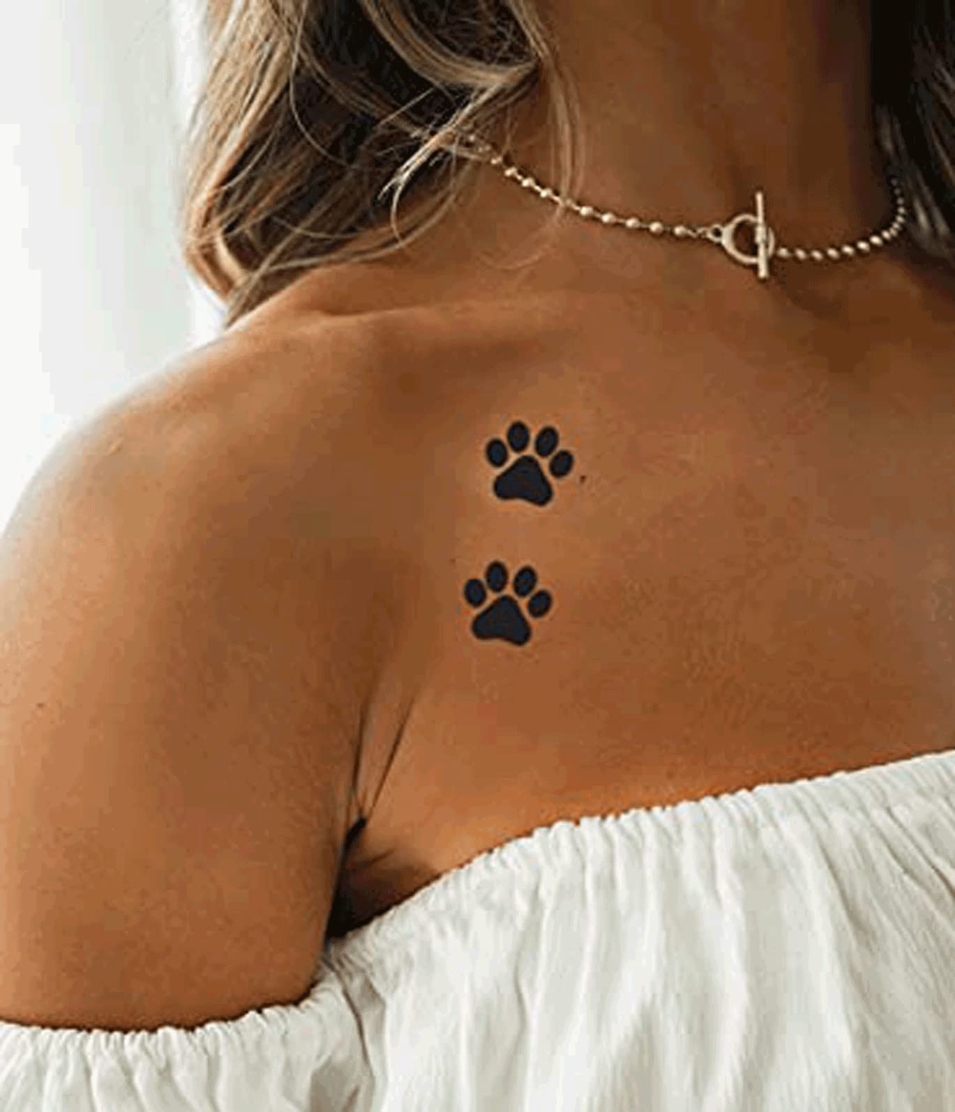 Waterproof Paw Print Temporary Tattoo Sticker - 2.5 X 4 Inch Black Fake Tattoo for Women, Men, Girls & Boys - Perfect for Parties, Halloween Costumes & Pet Lovers