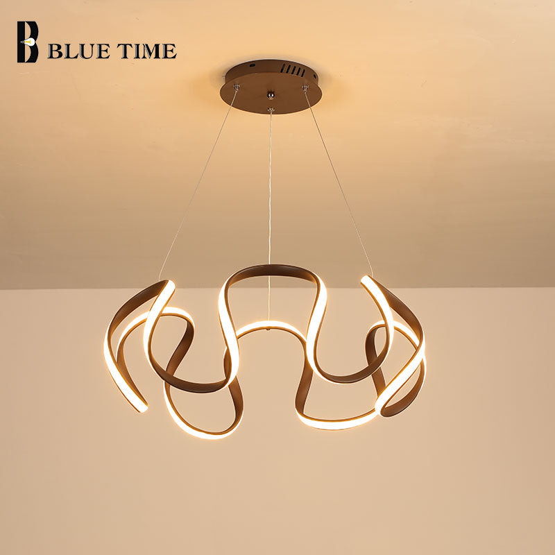 Spiral Wave LED Chandelier - Modern Crystal Ceiling Light Fixture for Dining Room, Living Room & Bedroom | Energy-Efficient Dimmable Lighting for Home Decor