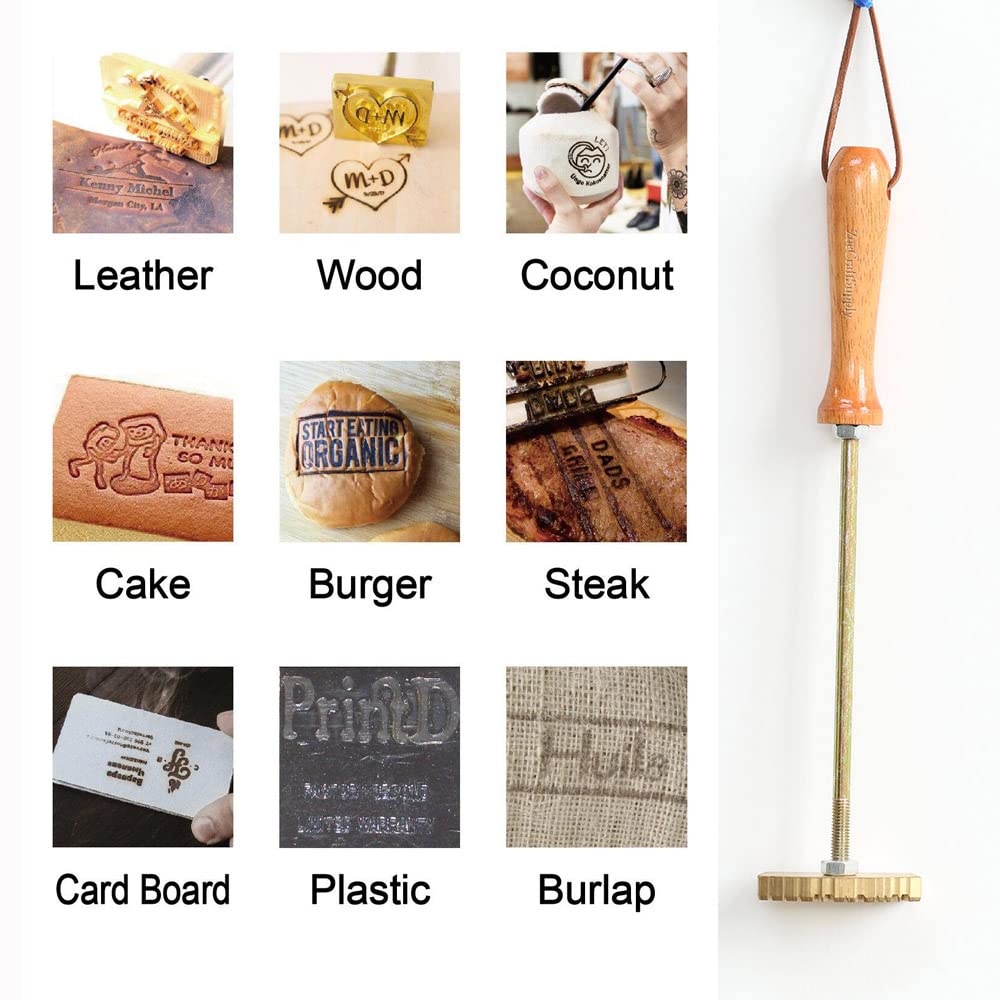 Custom Logo Wood Branding Iron for Leather & Wood Burning - Personalized Branding Stamp for BBQ, Grilling & DIY Crafts - Perfect for Leatherworking, Woodworking & Meat Branding