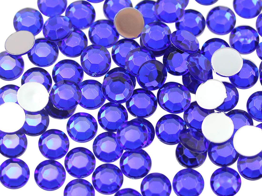Allstarco 1000PCS 7mm SS34 Blue Sapphire Dark Acrylic Flat Back Rhinestones - Premium Plastic Gems for Jewelry Making, Face Painting, Card Decorations, DIY Crafts & Nail Art | Perfect for Costumes, Wedding Accessories & Home Embellishments