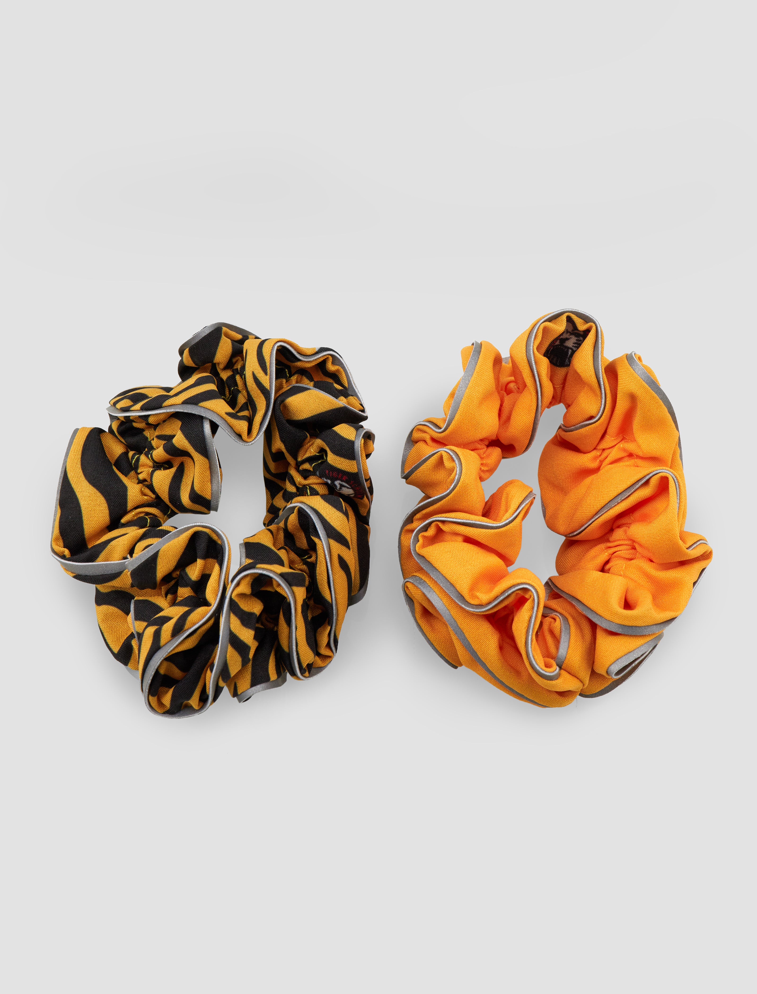 Gold & Gold Tiger Print Hair Scrunchies 2 Pack - Stylish Hair Accessories for Women & Girls, Perfect for Workouts, Parties & Everyday Use