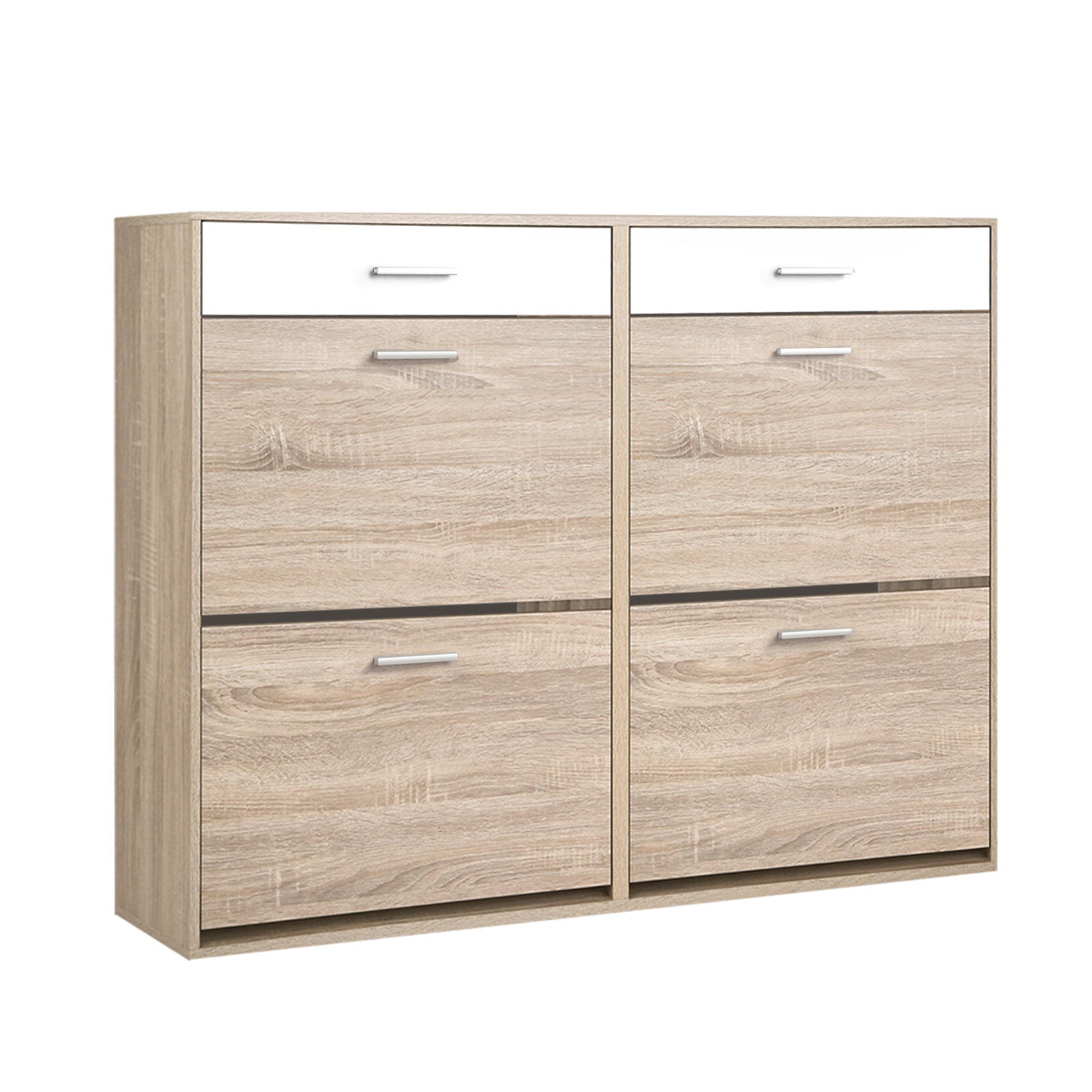 2-Tier Wooden Shoe Storage Cabinet - Space Saving Shoe Organizer for Entryway, Closet & Bedroom