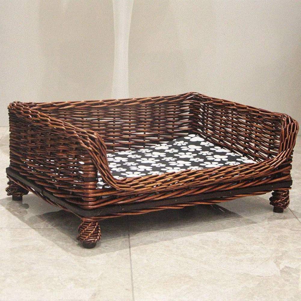 Waterproof Elevated Wicker Dog Bed - Durable Rattan Pet Mat for Small & Medium Dogs (Teddy, Golden Retriever) | Indoor/Outdoor Use for Home, Patio & Travel