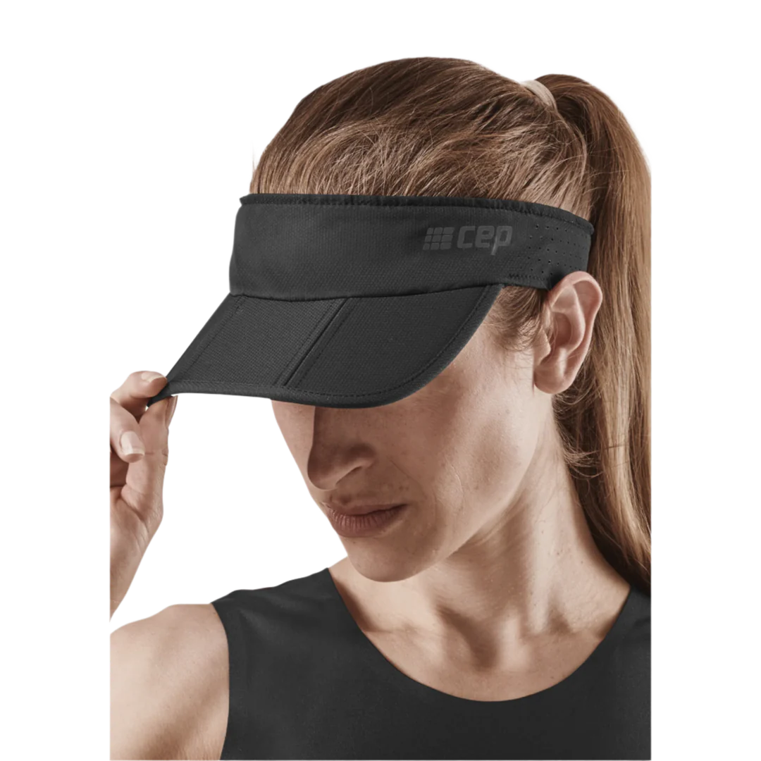 CEP Unisex Running Foldable Visor Cap - Black | Lightweight Adjustable Sun Protection for Men & Women | Perfect for Jogging, Hiking & Outdoor Sports