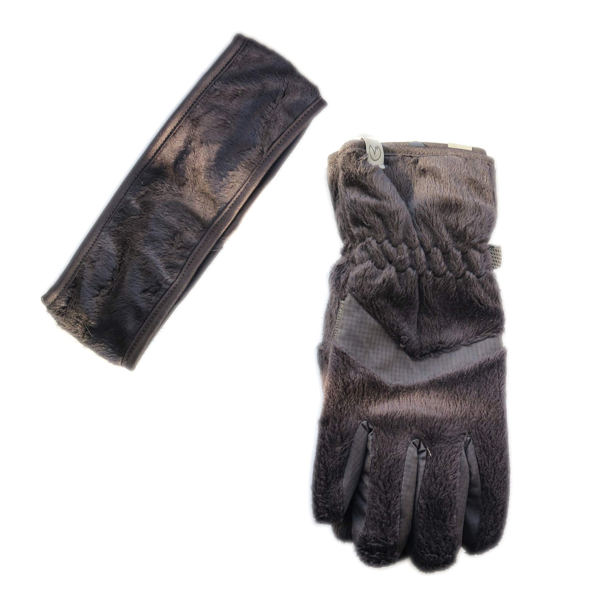 Polar Extreme Women's Soft Faux Fur Fleece Lined Headband & Touchscreen Winter Gloves Set - Warm Ear Warmer & Phone-Friendly Gloves for Skiing, Running, Hiking & Cold Weather Activities