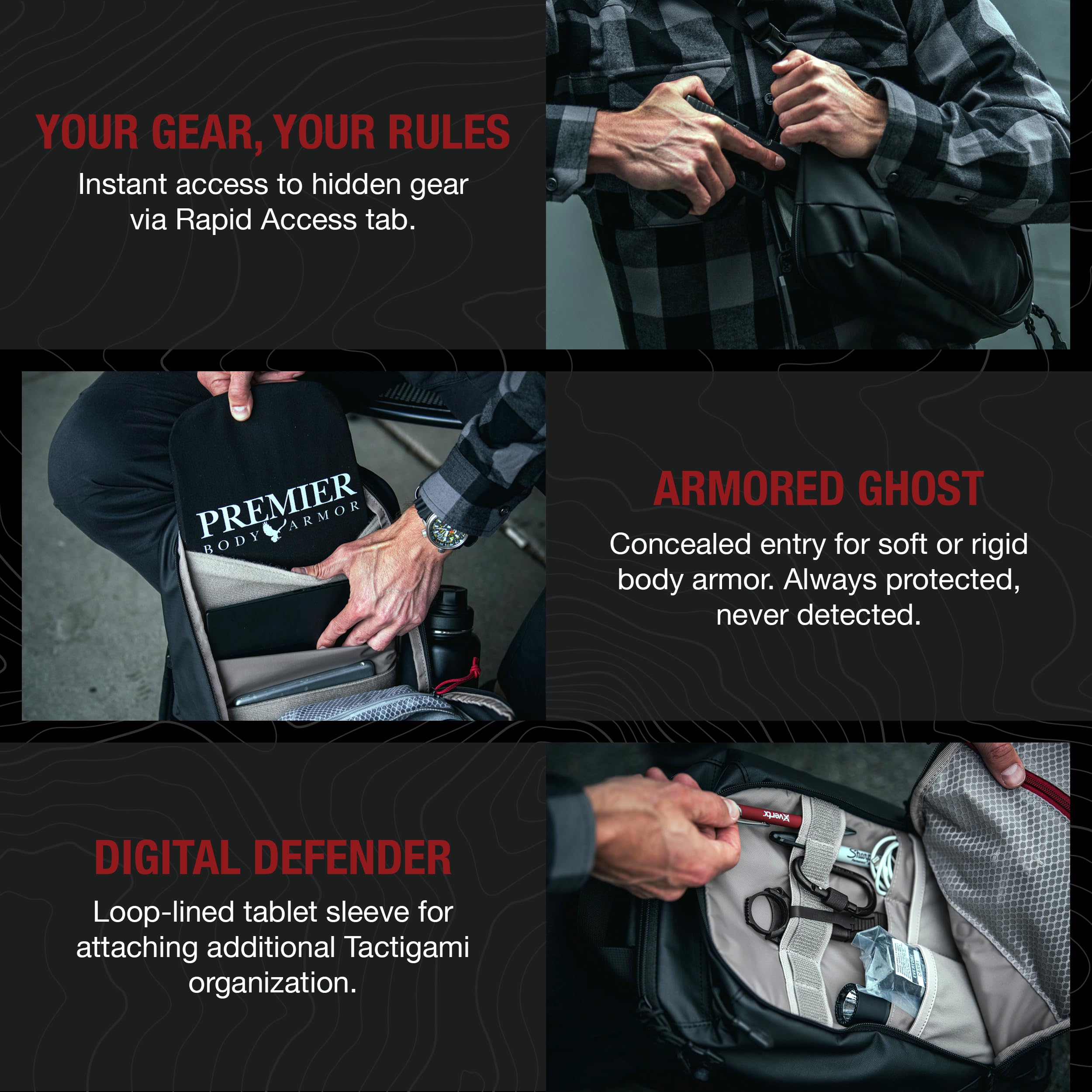 Vertx Urban Ghost Sling CCW Tactical Bag - 10L Black Concealed Carry Backpack for Travel, Work & Outdoor | EDC Gear for Everyday Use, Hiking & Tactical Operations