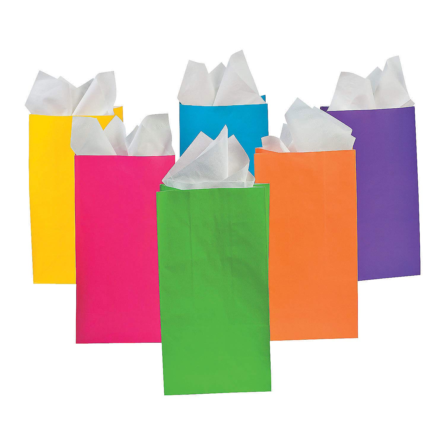 Fun Express Neon Color Paper Goodie Bags - 12 Pack Treat Bags for Candy, Party Favors & School Lunches | Vibrant Gift Bags for Birthday Parties, Halloween & Classroom Events | Durable Small Paper Bags for Kids & Adults