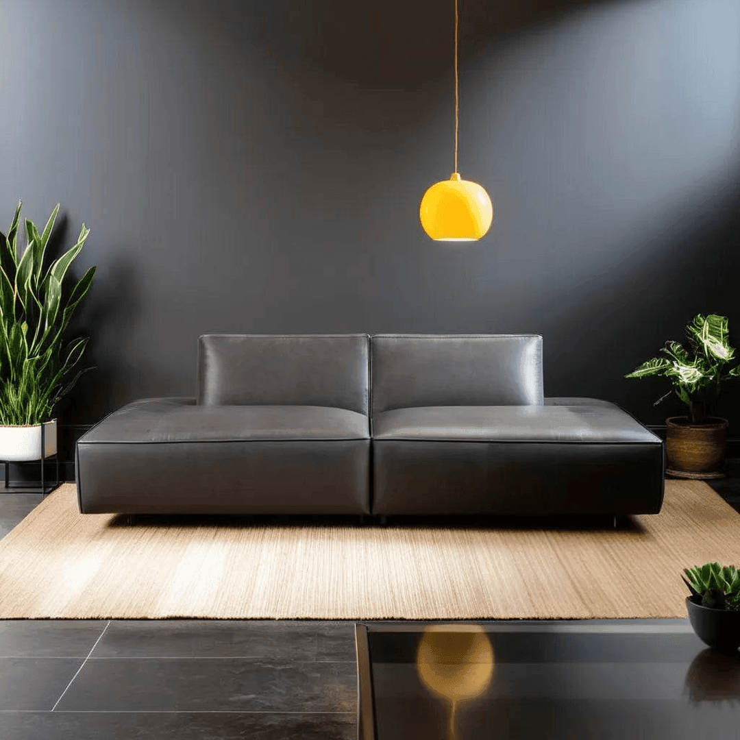 Premium Leather Armless 3-Seater Sofa - Giacomo Modern Sectional Couch for Living Room, Lounge & Office - Soft Genuine Leather Sofa with Sturdy Wooden Frame