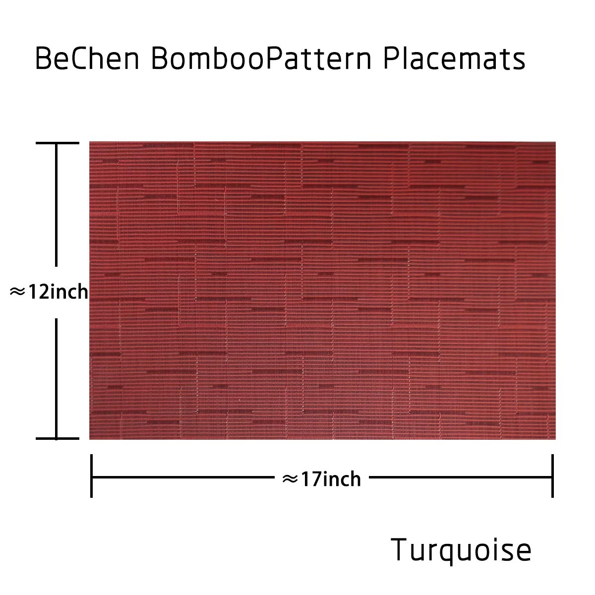 Washable Vinyl Placemats Set of 4 - Burgundy Red Woven Table Mats for Dining, Kitchen & Outdoor Use - Easy to Clean & Durable