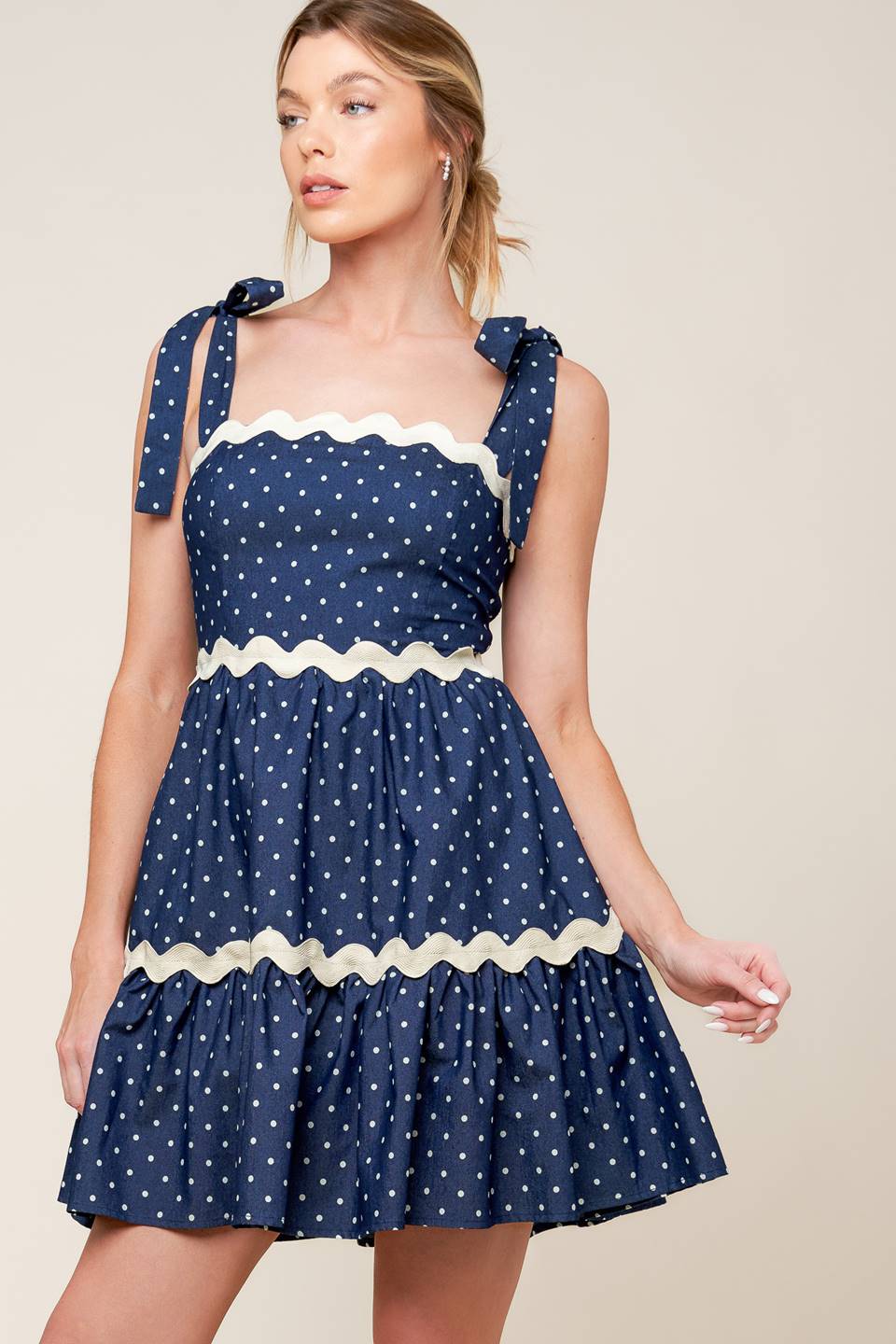 Divinely Dotted Mini Dress in Indigo - Flowy Summer Dress for Women, Perfect for Beach Vacations, Date Nights & Casual Outings