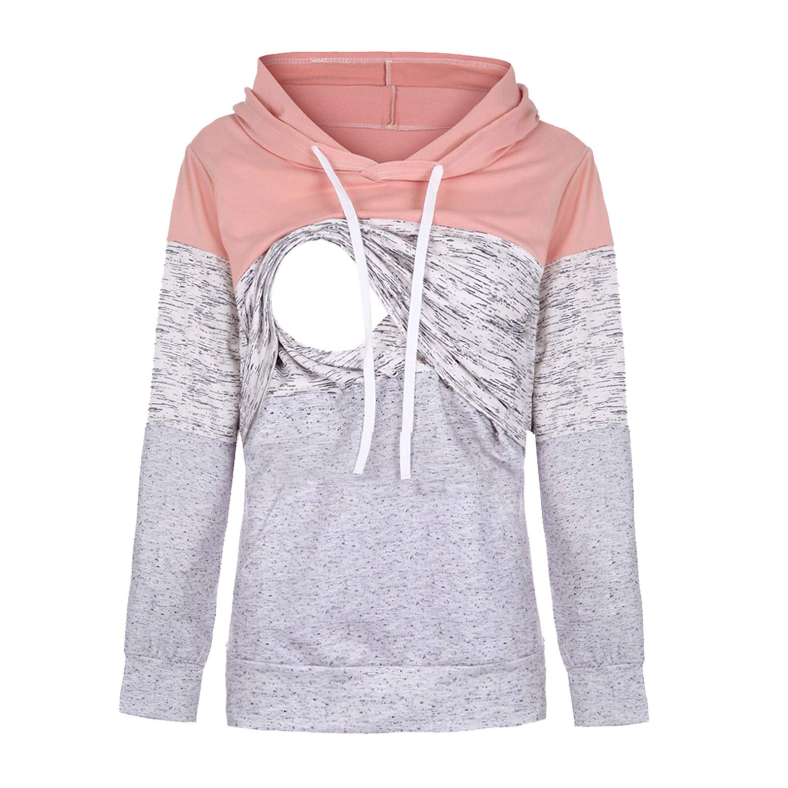 Comfortable Women's Maternity Long Sleeve Hoodie Sweatshirt - Soft Nursing Top for Breastfeeding Mothers - Perfect for Pregnancy, Postpartum & Nursing at Home