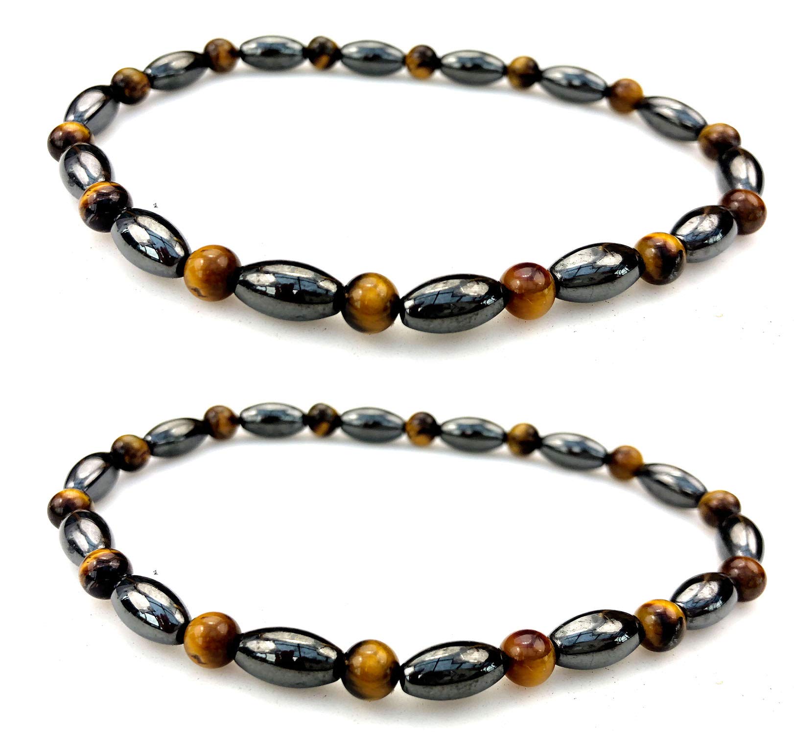 Purple Whale Hematite & Obsidian Stone Triple Protection Anklet for Women & Men - Adjustable Beaded Ankle Bracelet for Anxiety Relief, Spiritual Protection & Positive Energy - 9.5 Inches (Set of 2) - Perfect for Meditation, Yoga & Everyday Wear