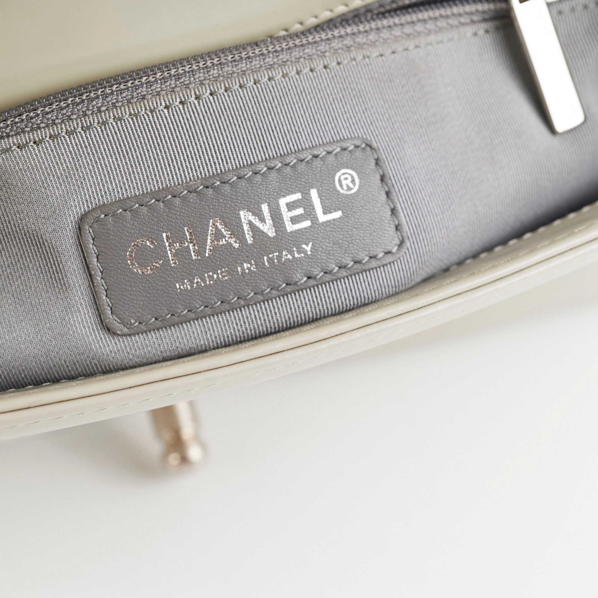 Chanel Boy Old Medium Iridescent Light Grey Leather Shoulder Bag - Luxury Designer Handbag for Women, Perfect for Evening Parties & Special Occasions