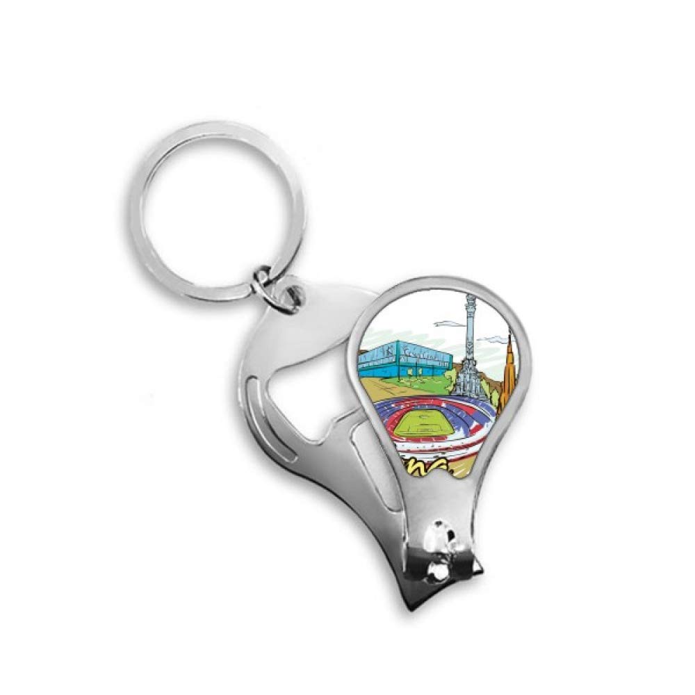 Spain Barcelona Monument Watercolor Nail Clipper - Keychain Multi-Tool with Scissor & Bottle Opener - Perfect for Travel, Gifts & Everyday Carry (EDC)