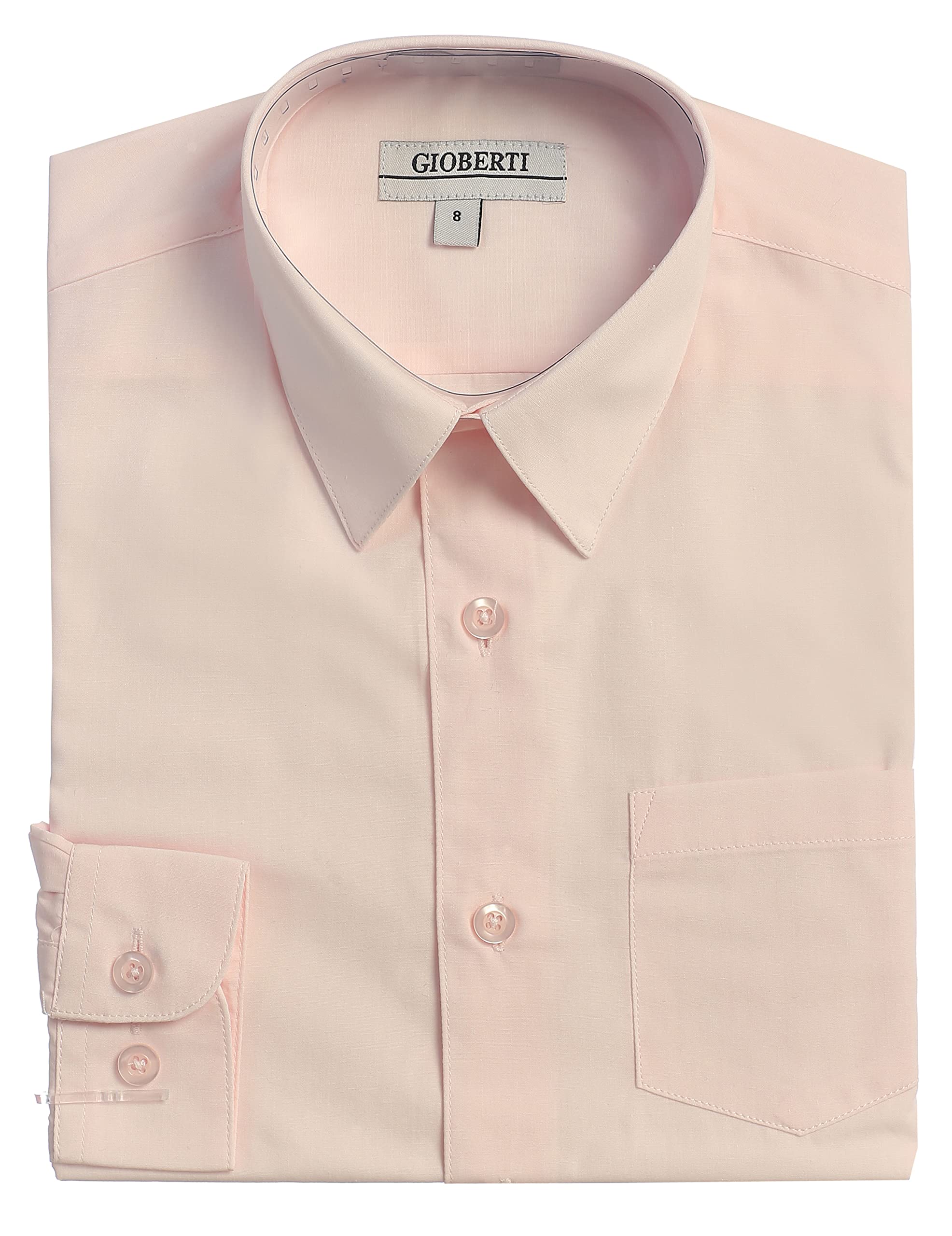 Gioberti Boys Long Sleeve Solid Dress Shirt for School, Church & Formal Occasions | Comfortable Cotton Button Down Shirt for Kids